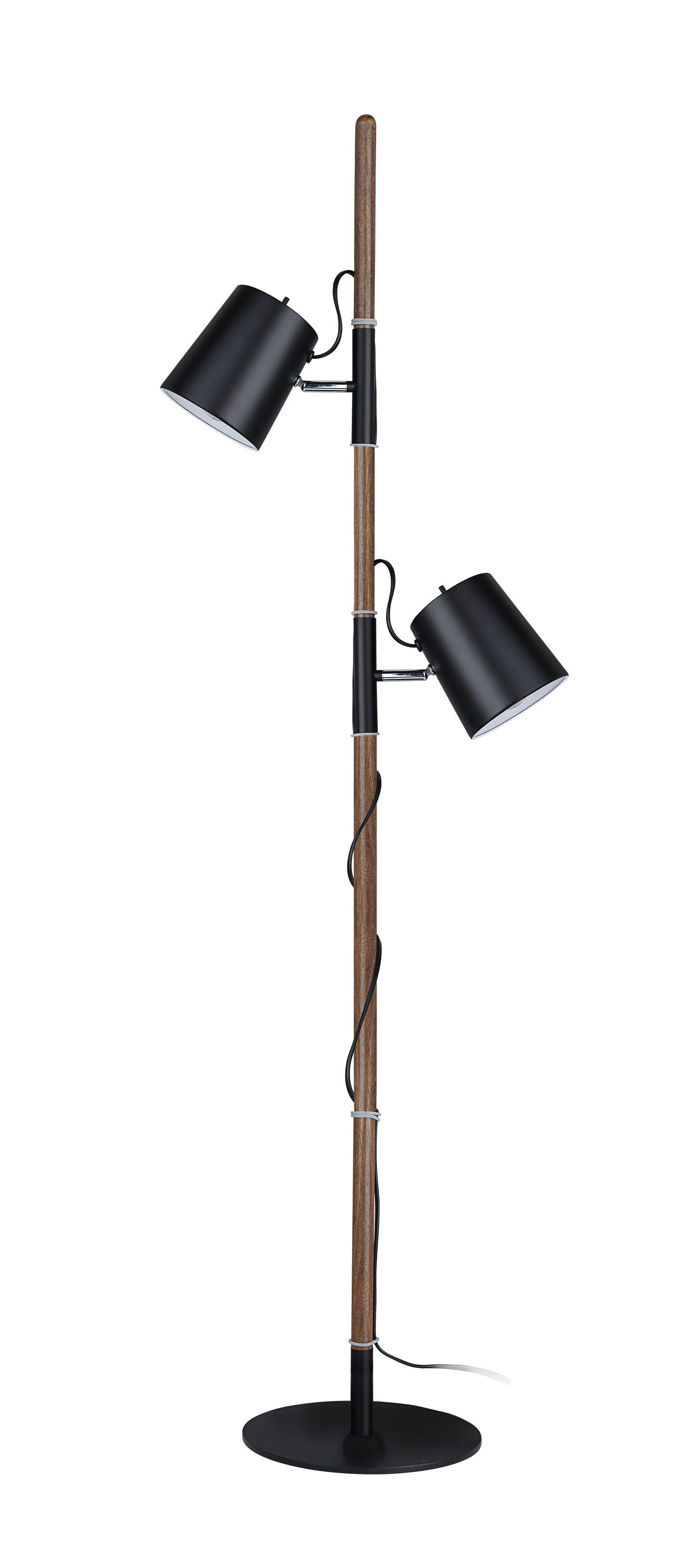 Matte Black Adjustable Dual-Light Outdoor Floor Lamp with Built-in Table