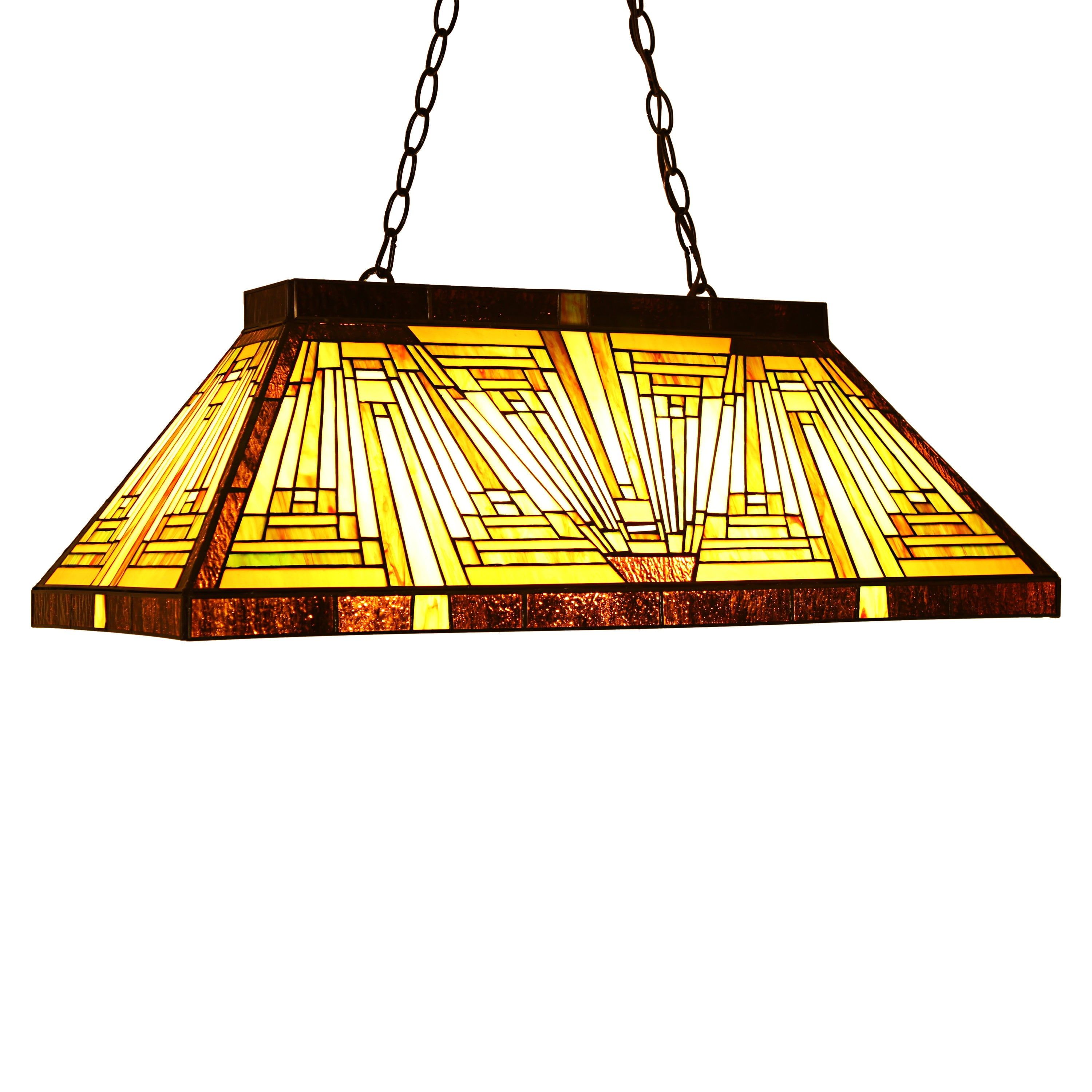 Innes Mission 3-Light Bronze and Glass Island Pendant