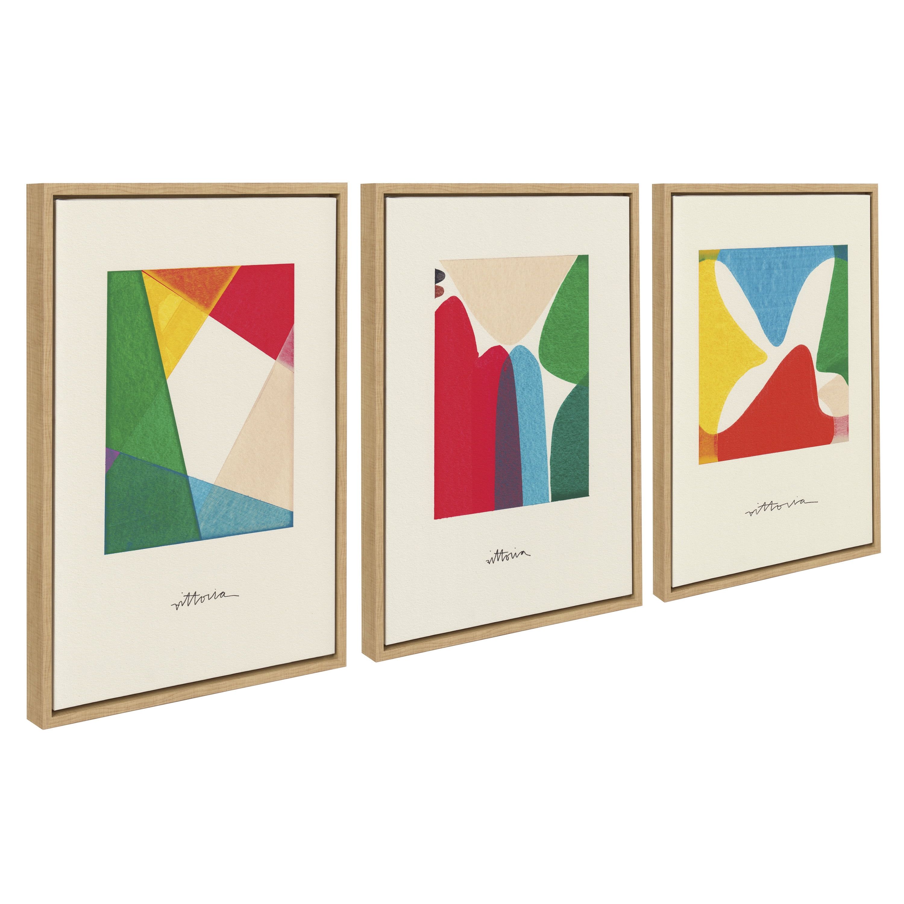 Bright Modern Colorful Abstract Canvas Wall Art Set