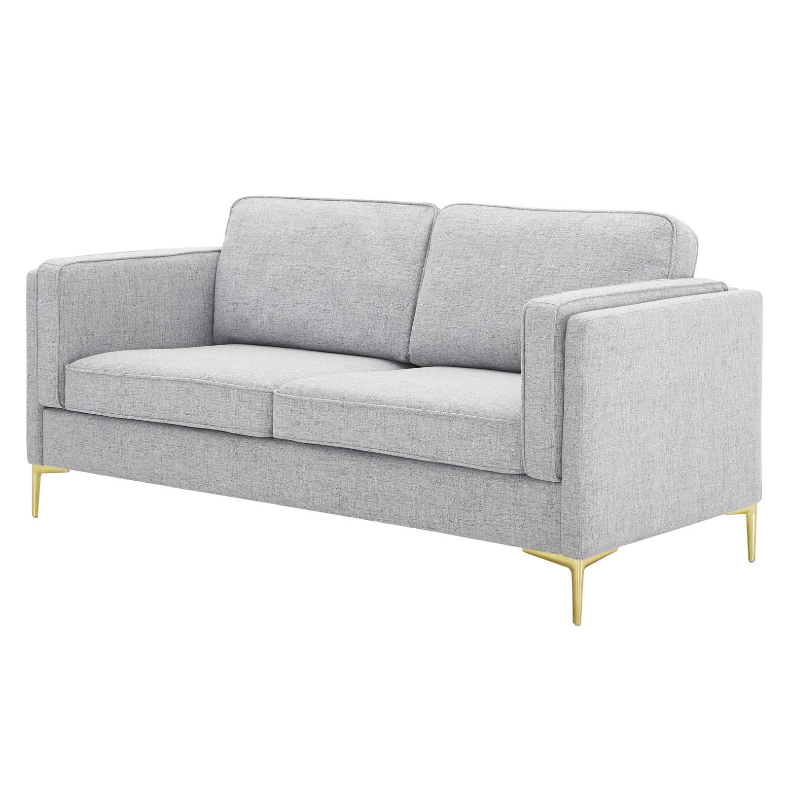 Kaiya Light Gray Velvet Sofa with Wood Frame and Removable Cushions