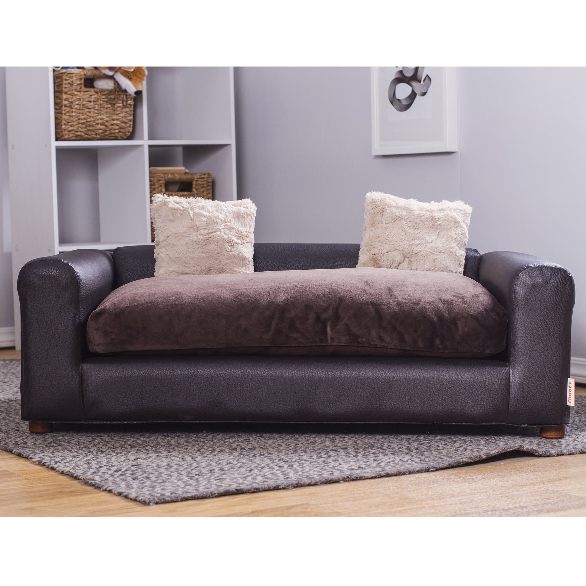 moots Premium Leatherette Pets Sofa, Espresso, Large