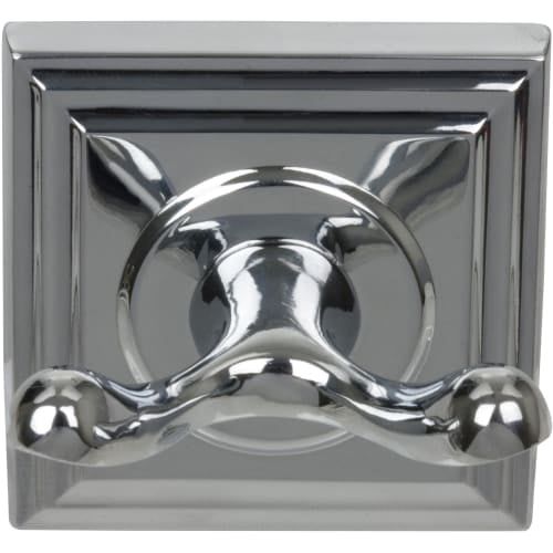 Polished Chrome Double Robe Hook with Square Backplate