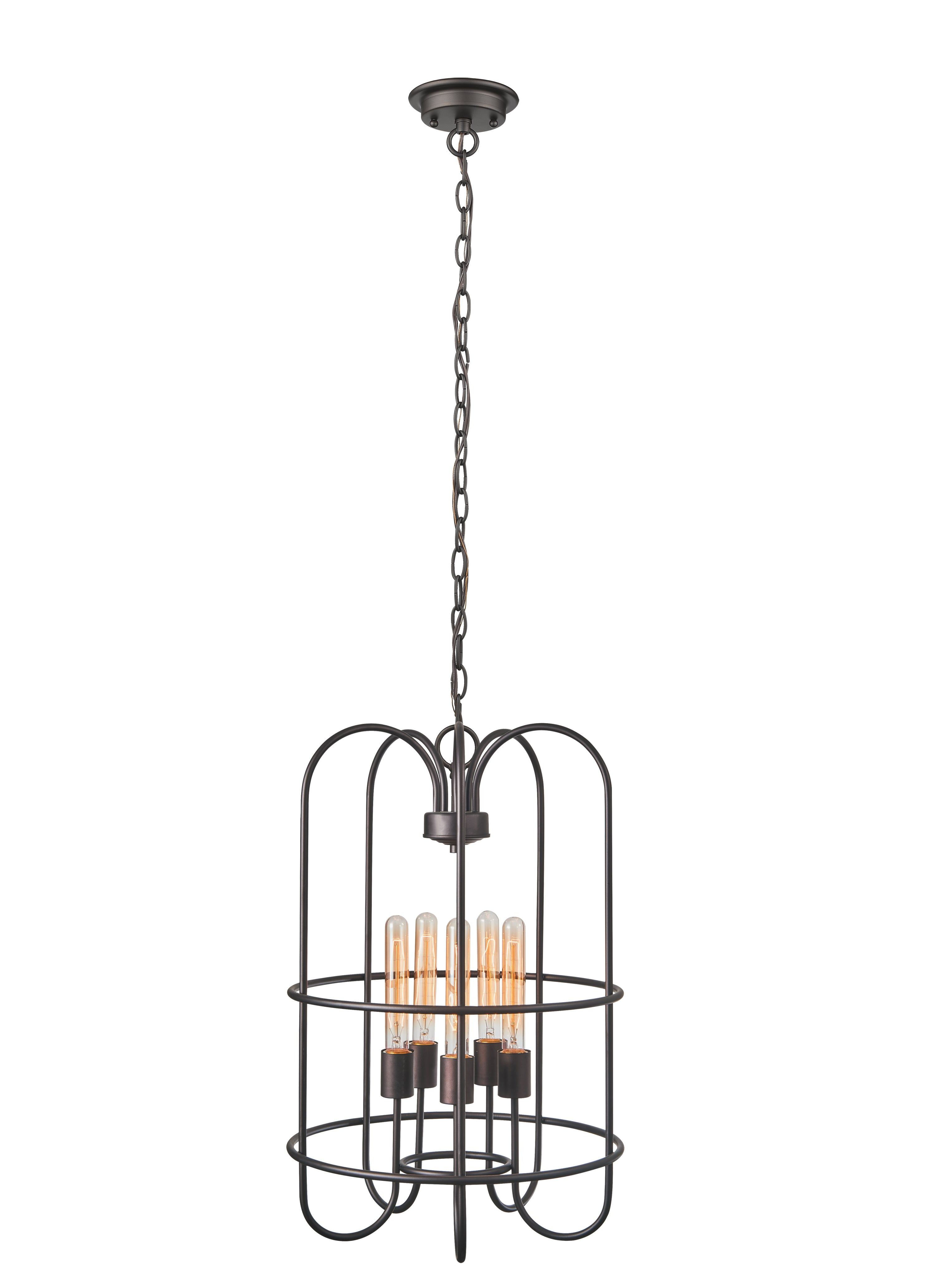 Industrial Rubbed Bronze 5-Light Pendant 16" Wide