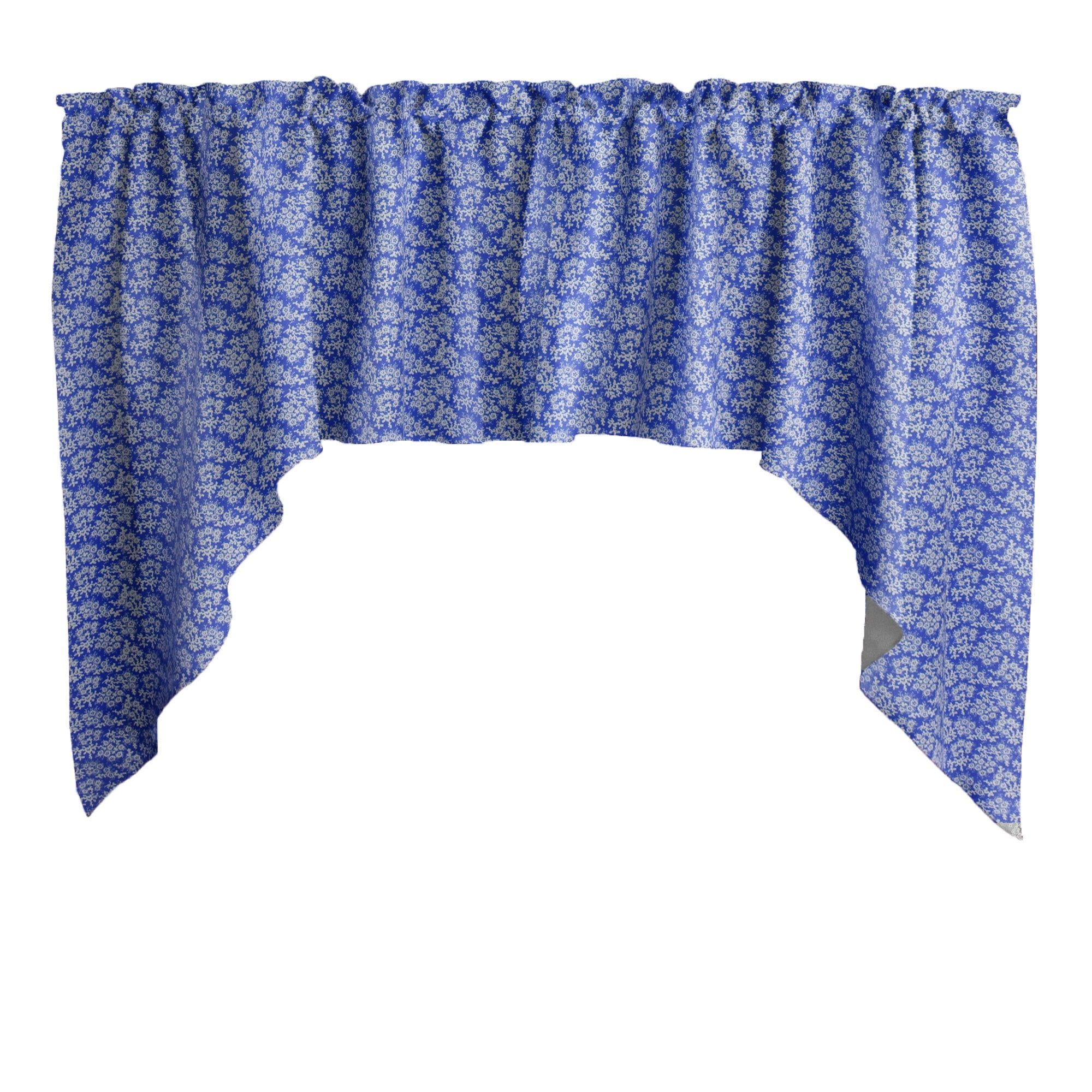 Blue Cotton Floral Print Swag Valance 58" x 36"