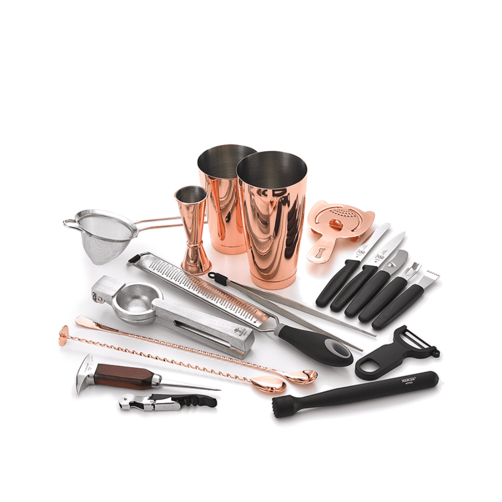 Copper Plated Deluxe Cocktail Set with Strainer and Jigger