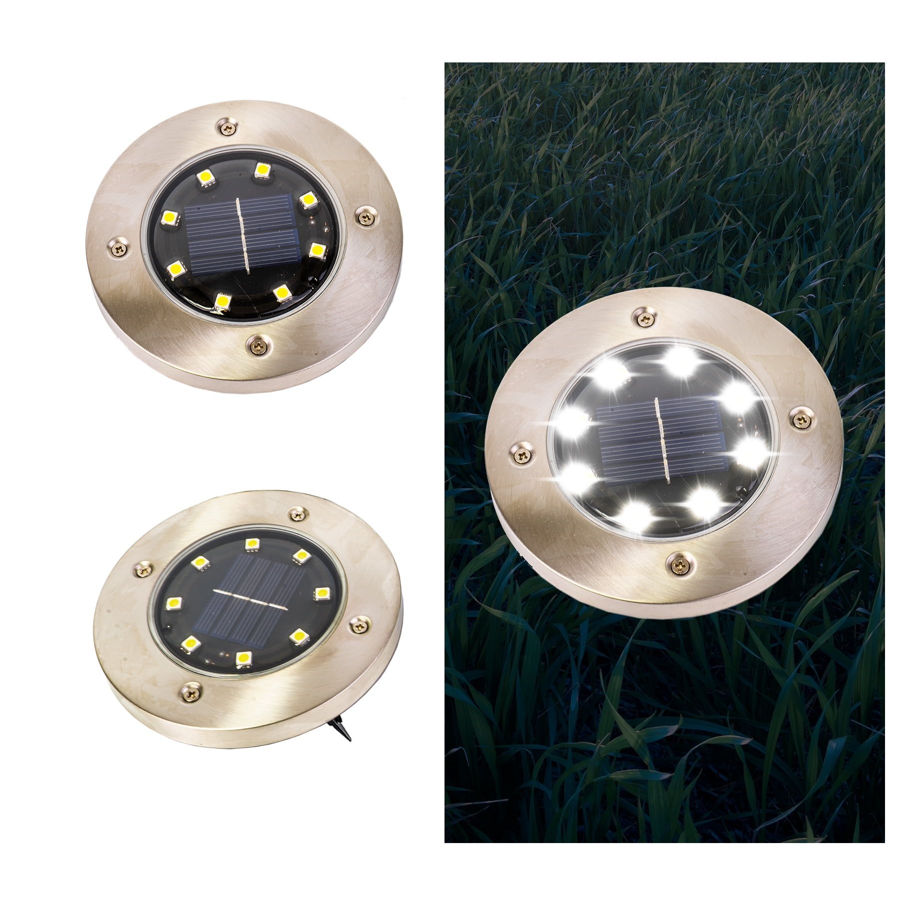 Solar Powered LED Disk Pathway Lights, Set of 2