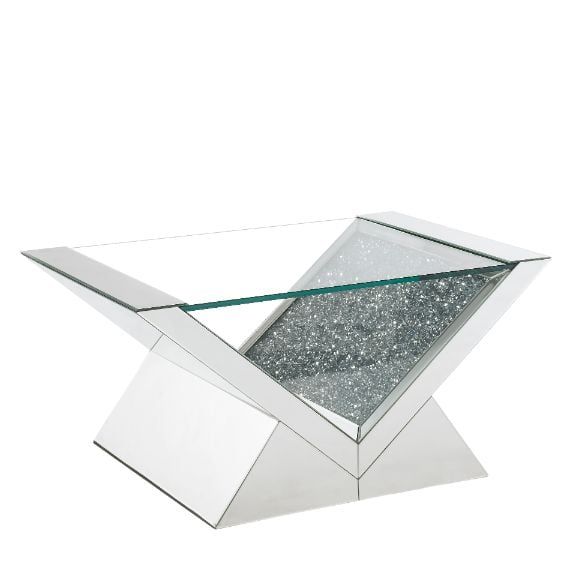 Noralie Rectangular Mirrored Glass and Acrylic Coffee Table