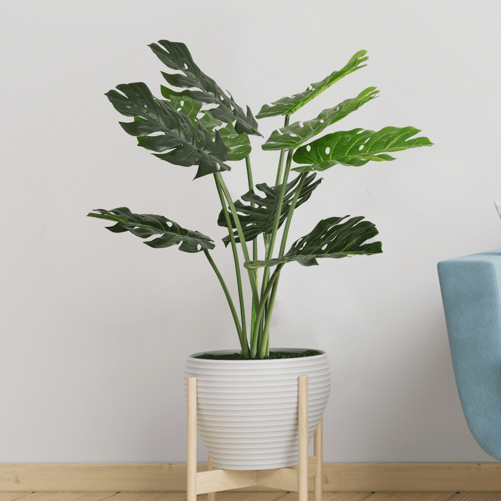 Summer Breeze 36" Faux Monstera in Sleek Black Pot