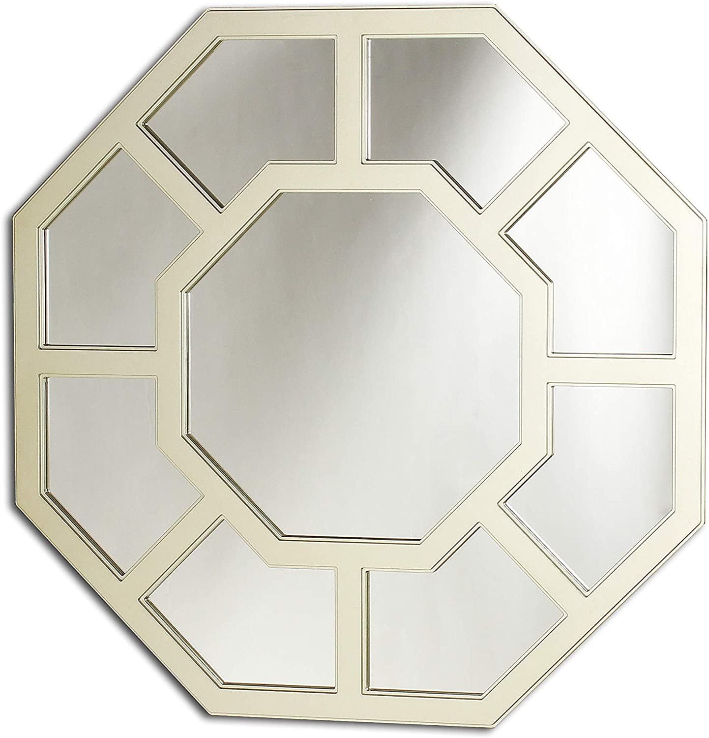 Kinley Contemporary Octagonal Silver Metal Wall Mirror 24x24