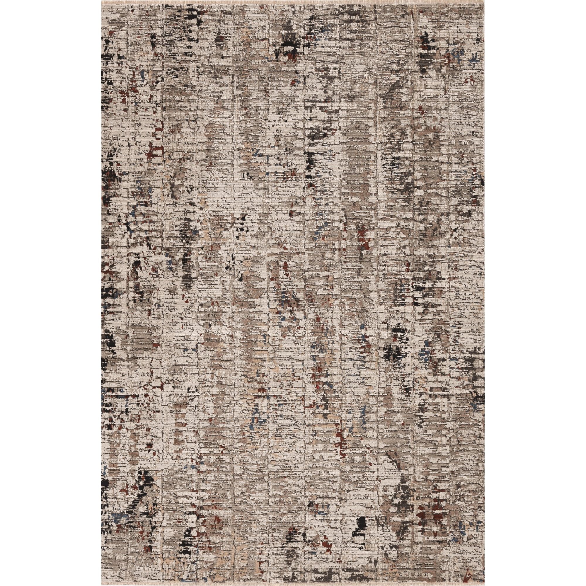 Karina Beige and Gray Abstract Medium Synthetic Area Rug