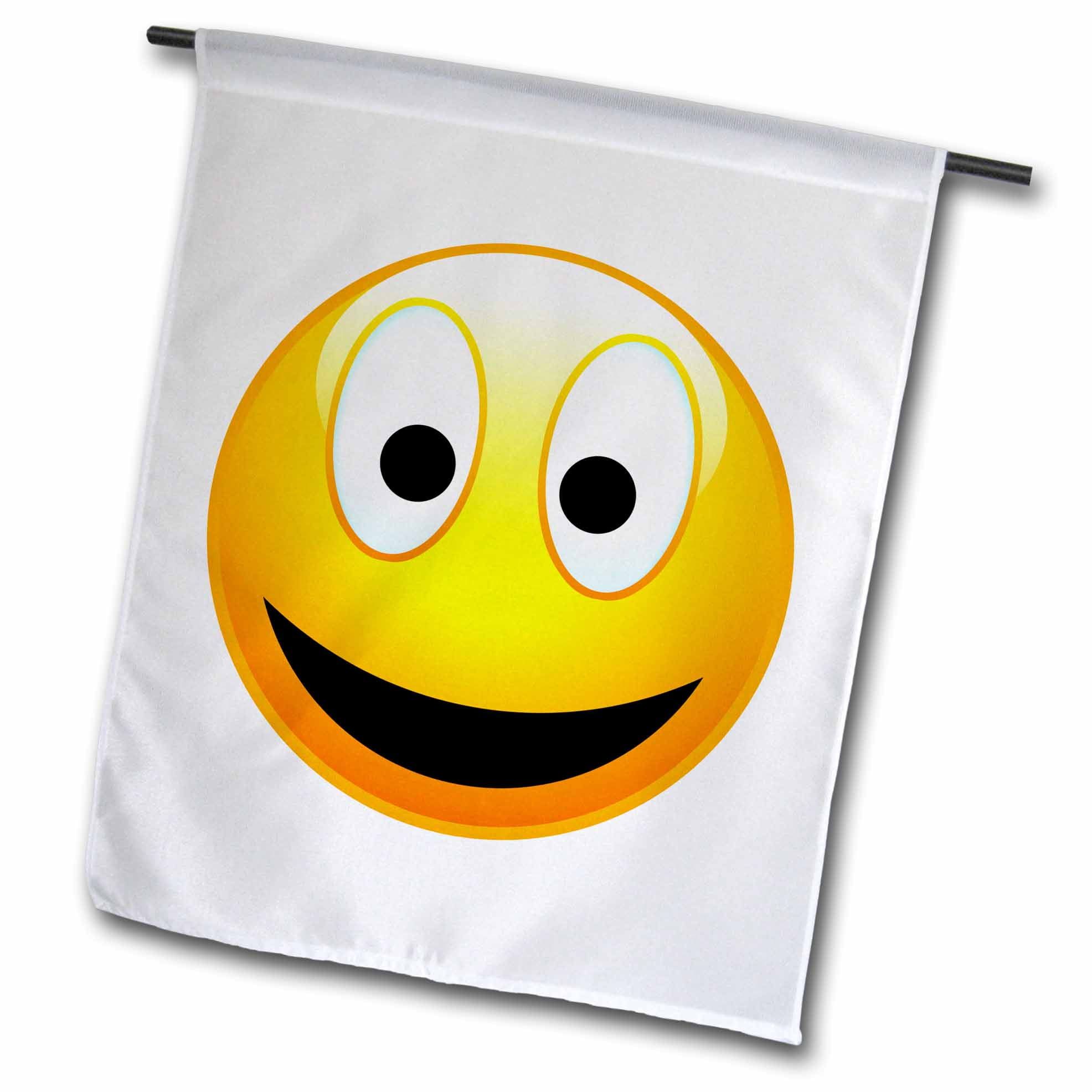 Yellow and Black Smiley Face Polyester Garden Flag, 12 by 18-Inch