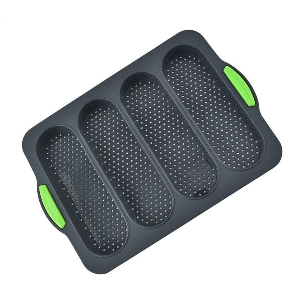 Non-Stick Black Silicone 4-Cavity Bread Loaf Pan