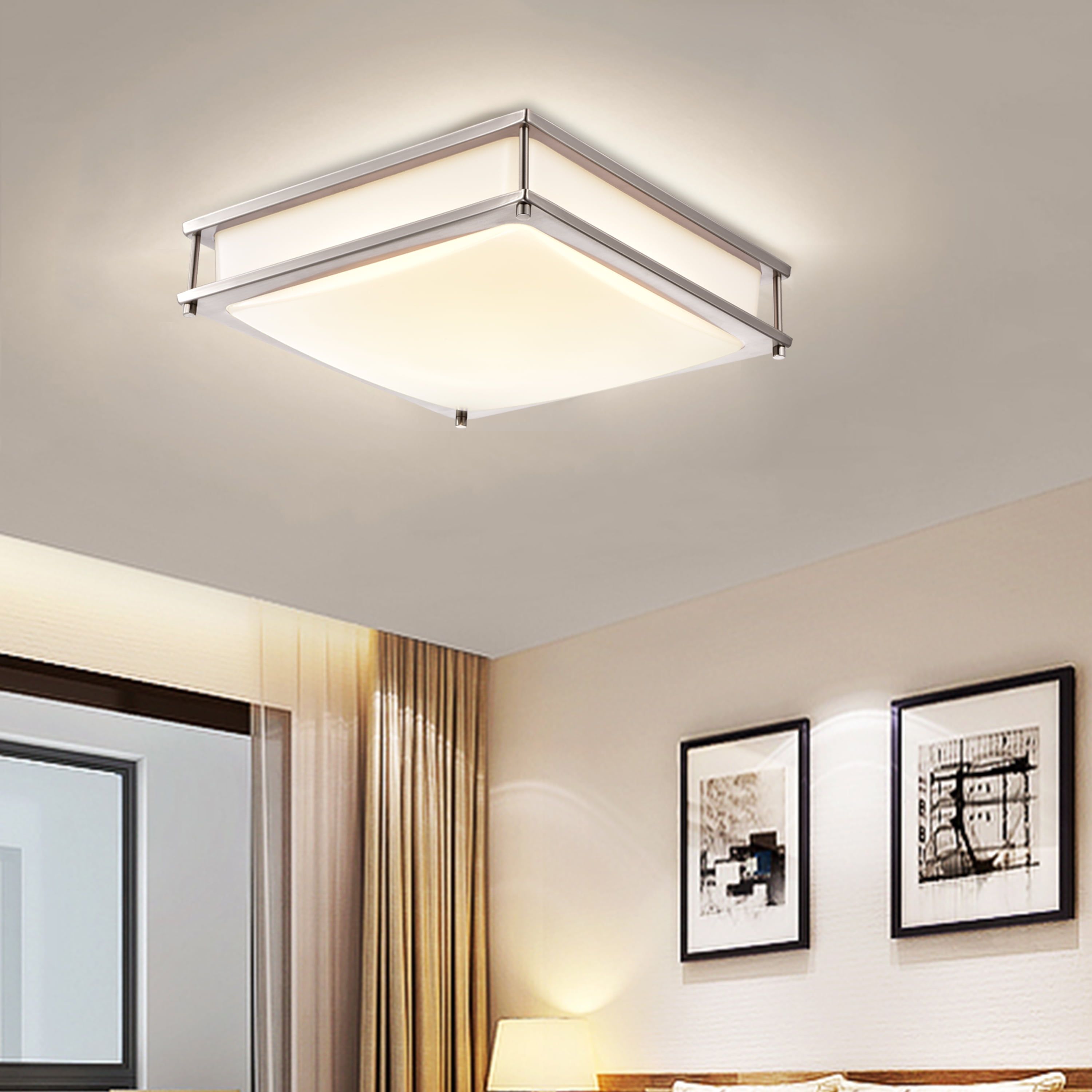 Brushed Nickel 15.75" LED Flush Mount Light with Acrylic Diffuser