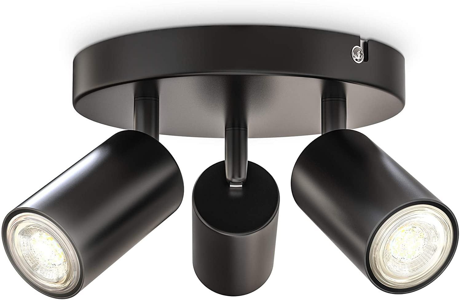 Matte Black 3-Light Adjustable Ceiling Spotlight