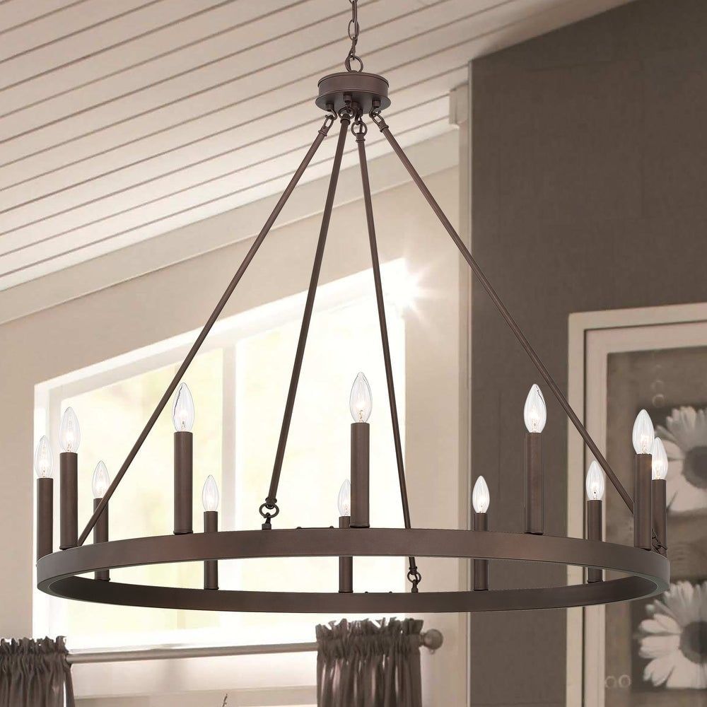 Oil Rubbed Bronze 12-Light Wagon Wheel Chandelier
