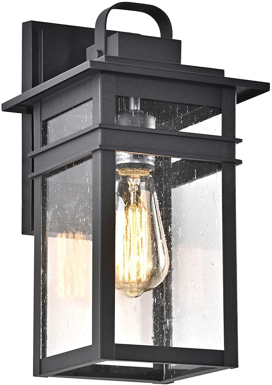 Oil Rubbed Bronze Outdoor Wall Sconce with Seedy Glass