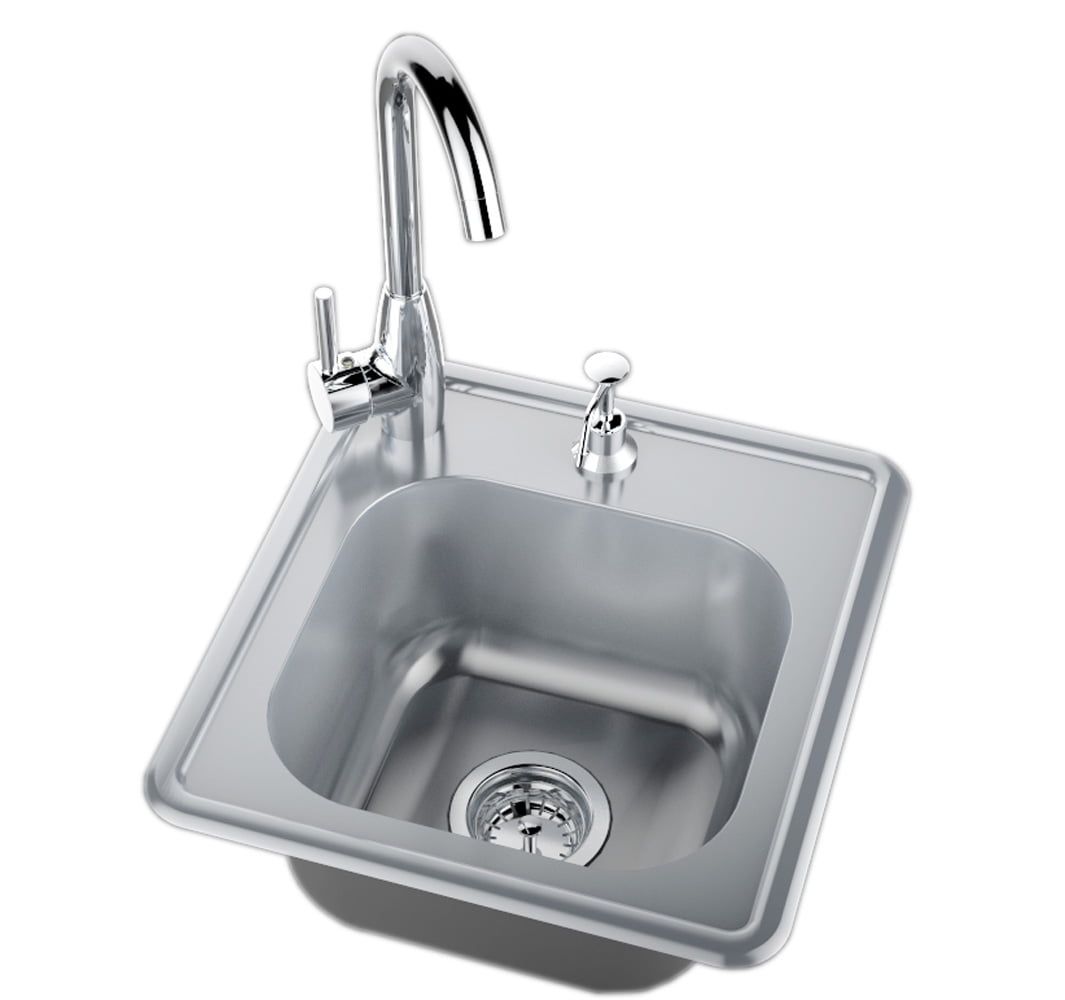 17'' Brushed Stainless Steel Drop-In Outdoor Kitchen Sink