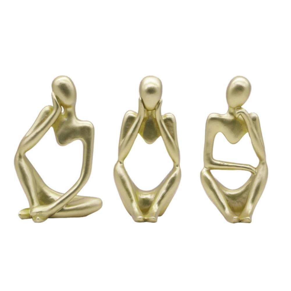 Gold Resin Abstract Thinker Figurine Set of 3