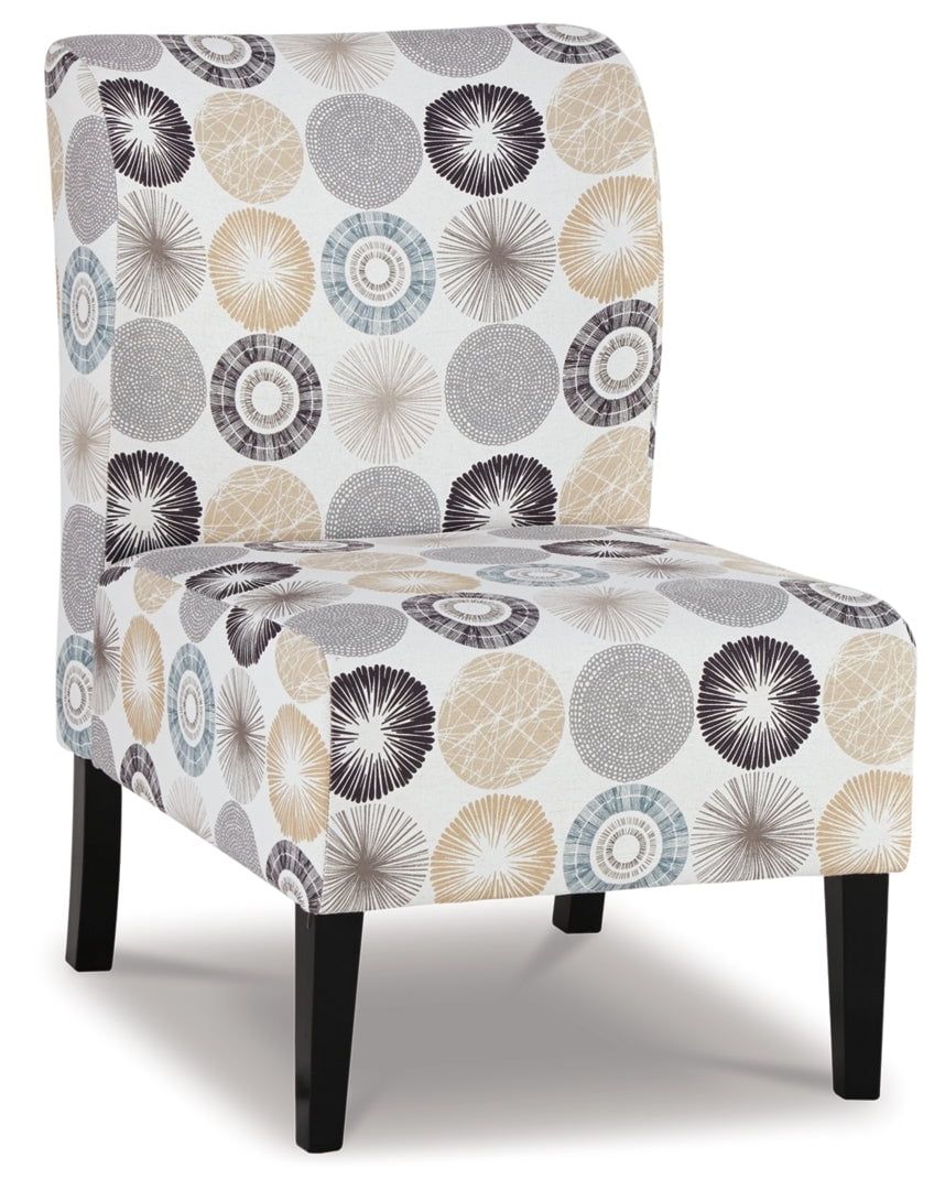 Bohemian Gray-Tan Armless Accent Chair with Sunburst Pattern