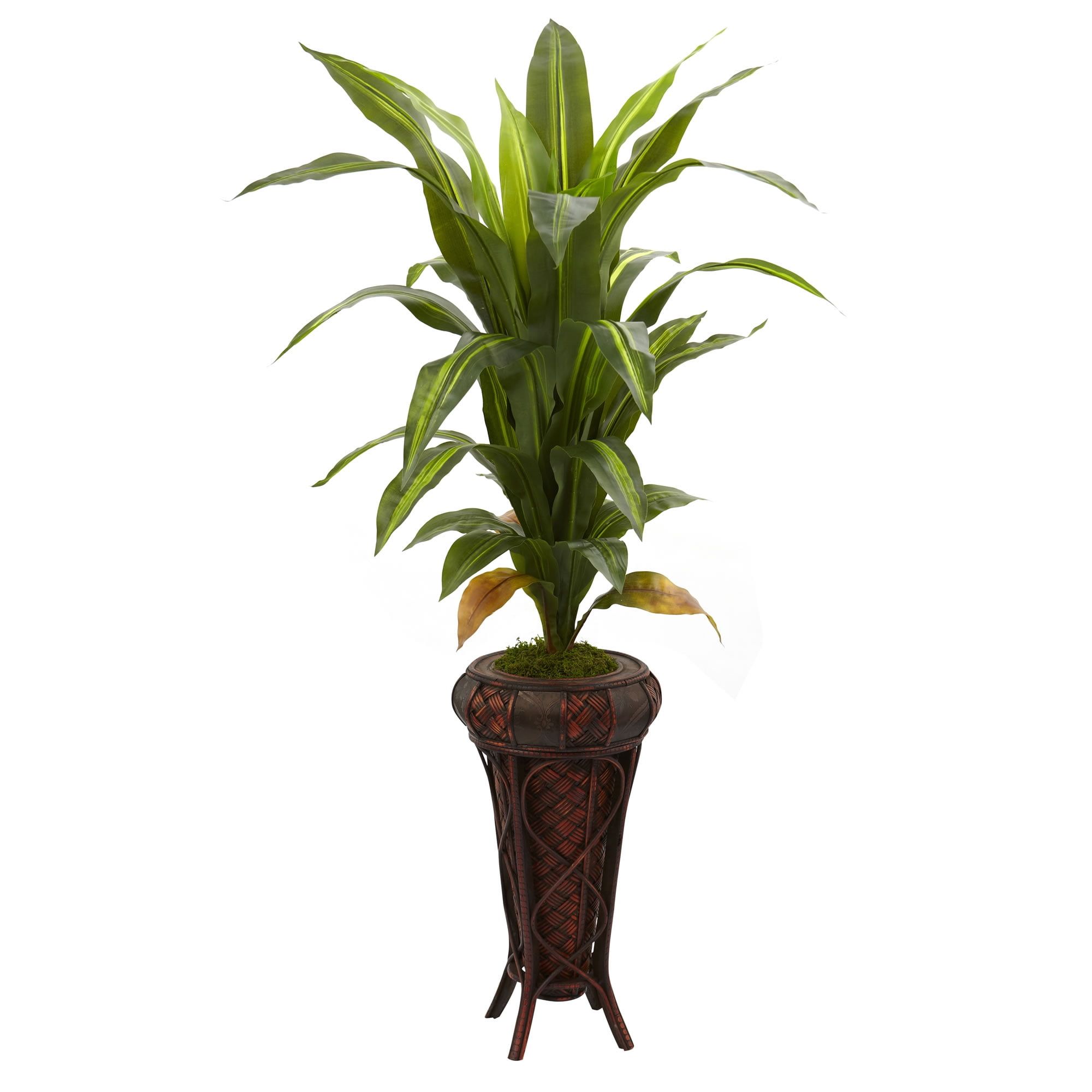 Nearly Natural 57" Dracaena Silk Plant with Decorative Stand