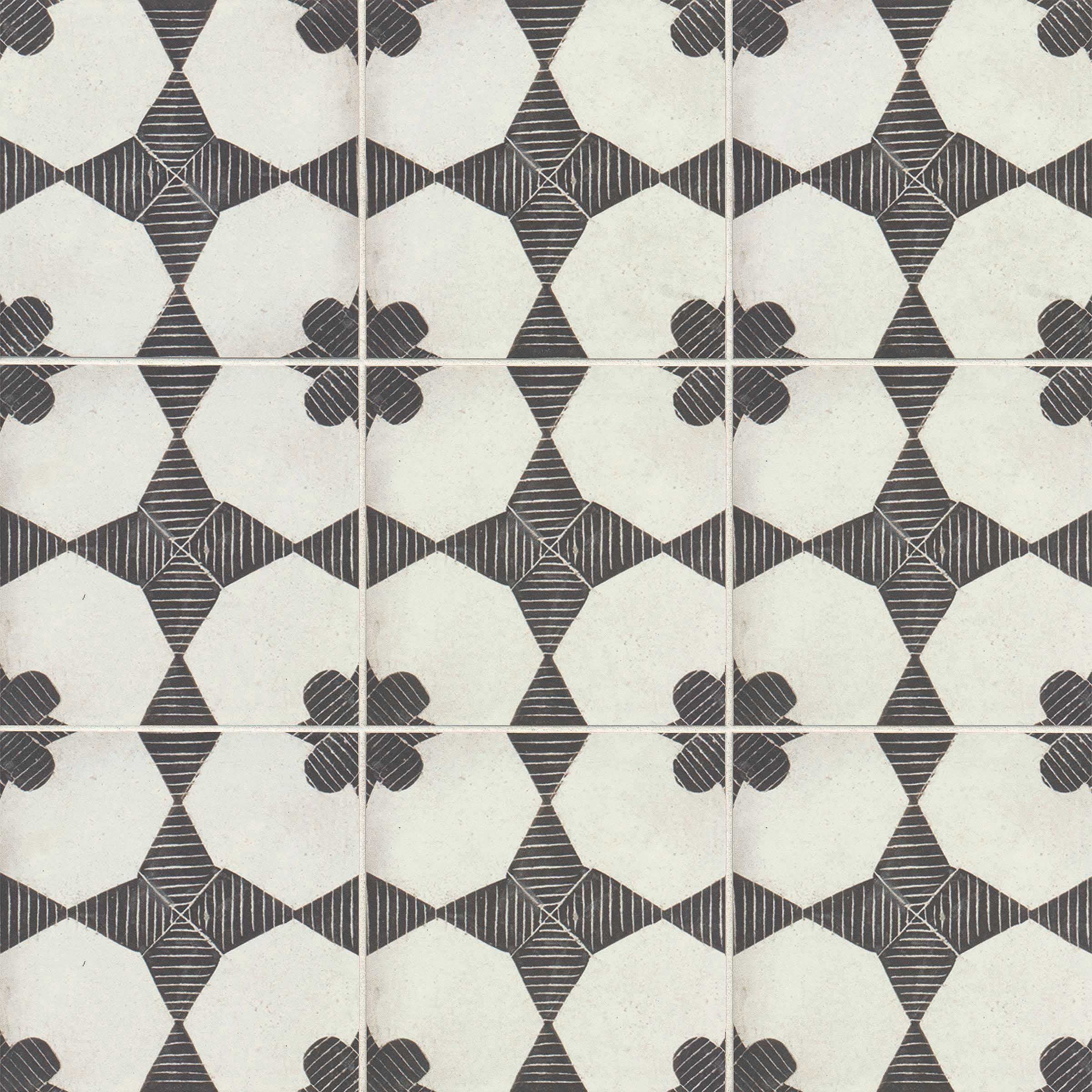 Moderno Black and White Porcelain 8" x 8" Decorative Tile