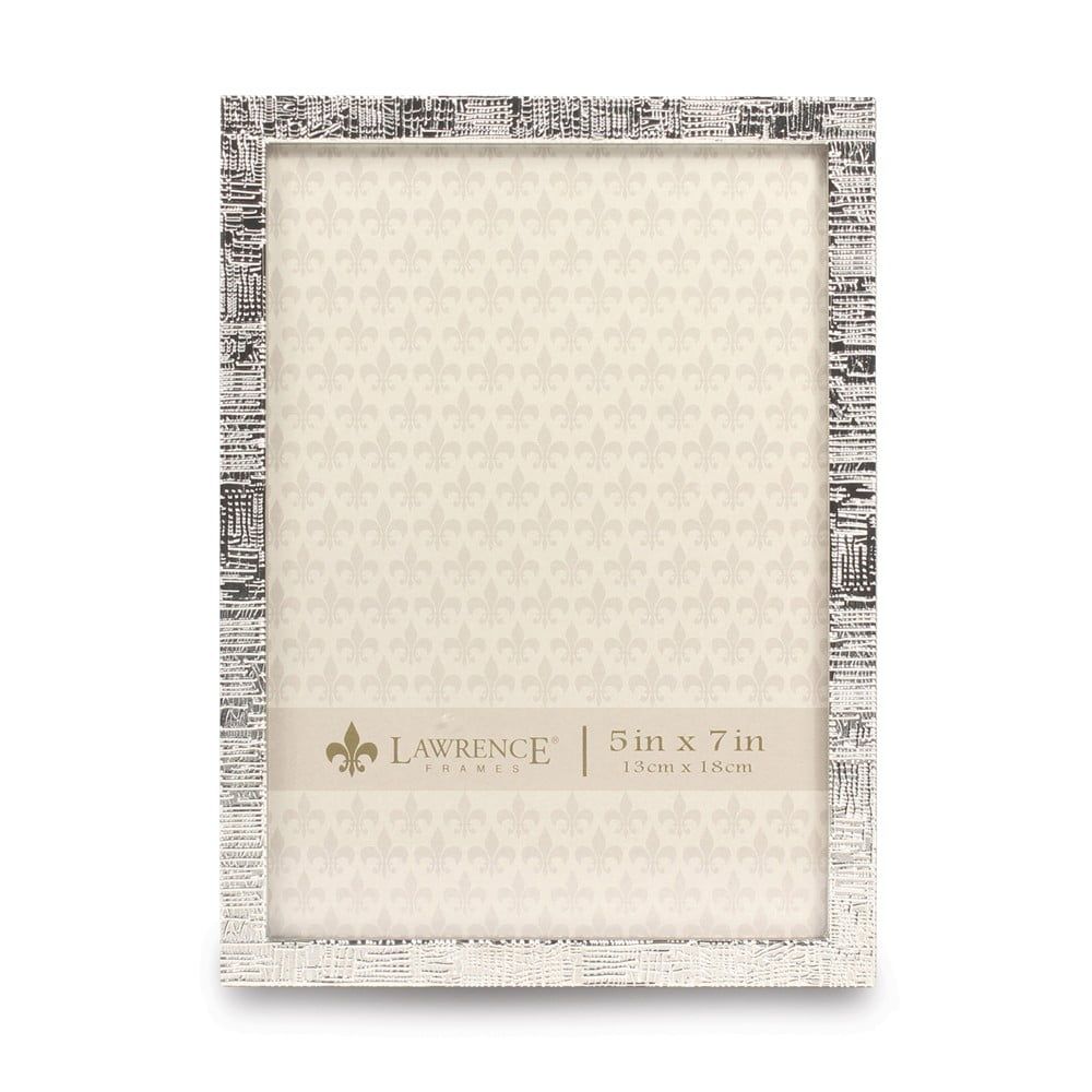 Elegant 5x7 Silver Linen Pattern Tabletop & Wall Picture Frame