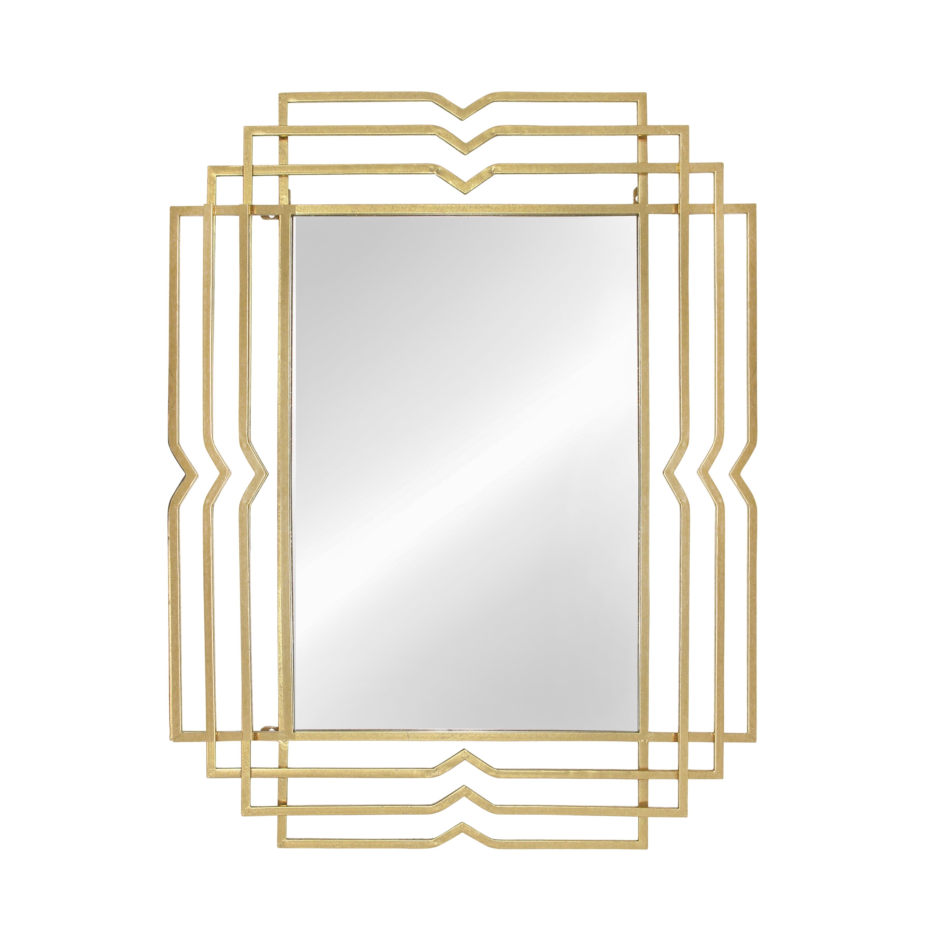 Gold Geometric Iron Rectangular Wall Mirror