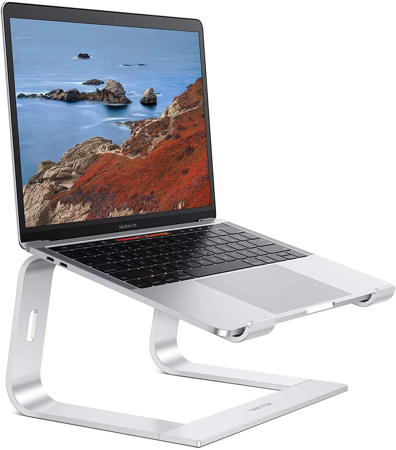 Adjustable Silver Aluminum Ergonomic Laptop Stand for Desk