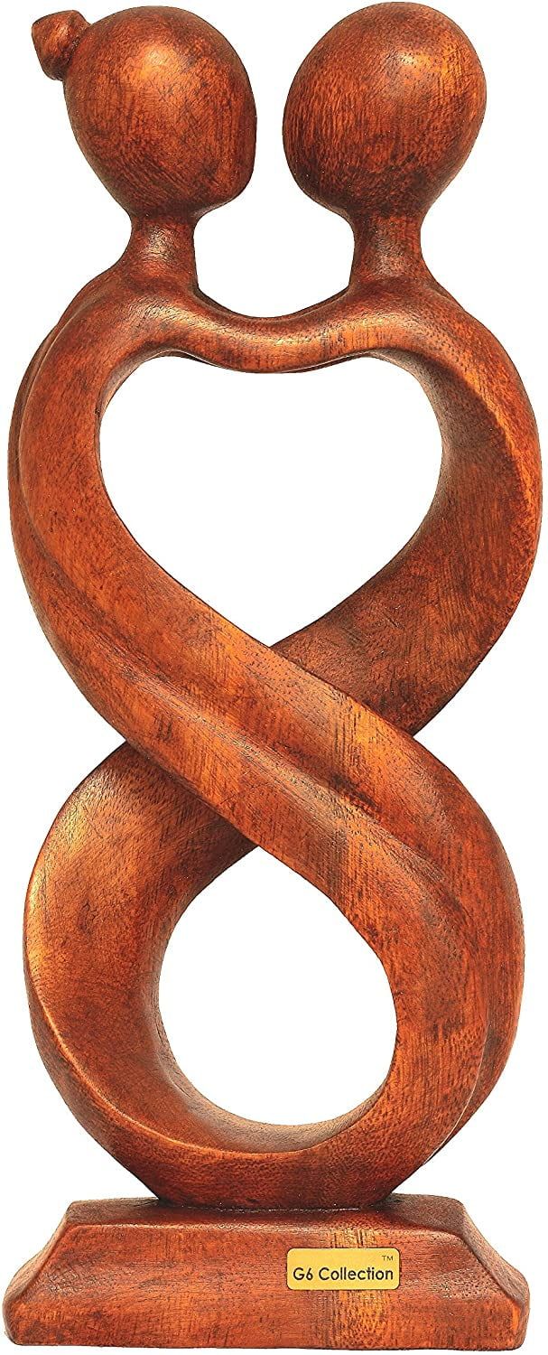 Eternal Embrace 12" Handcrafted Wooden Love Sculpture