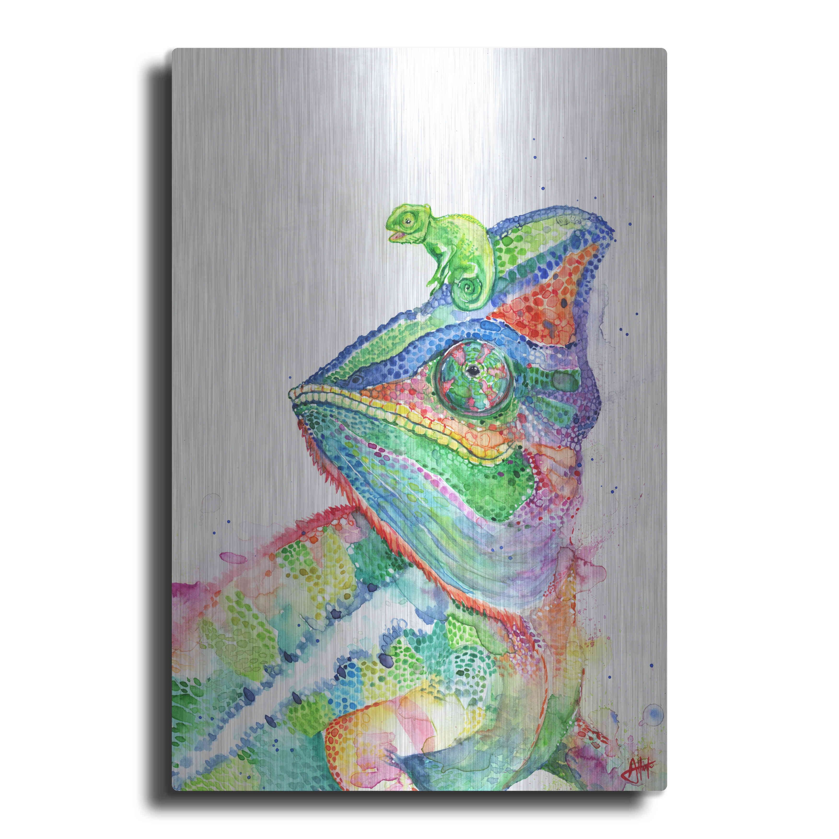 Colorful Chameleon and Baby 16" x 24" Canvas Art