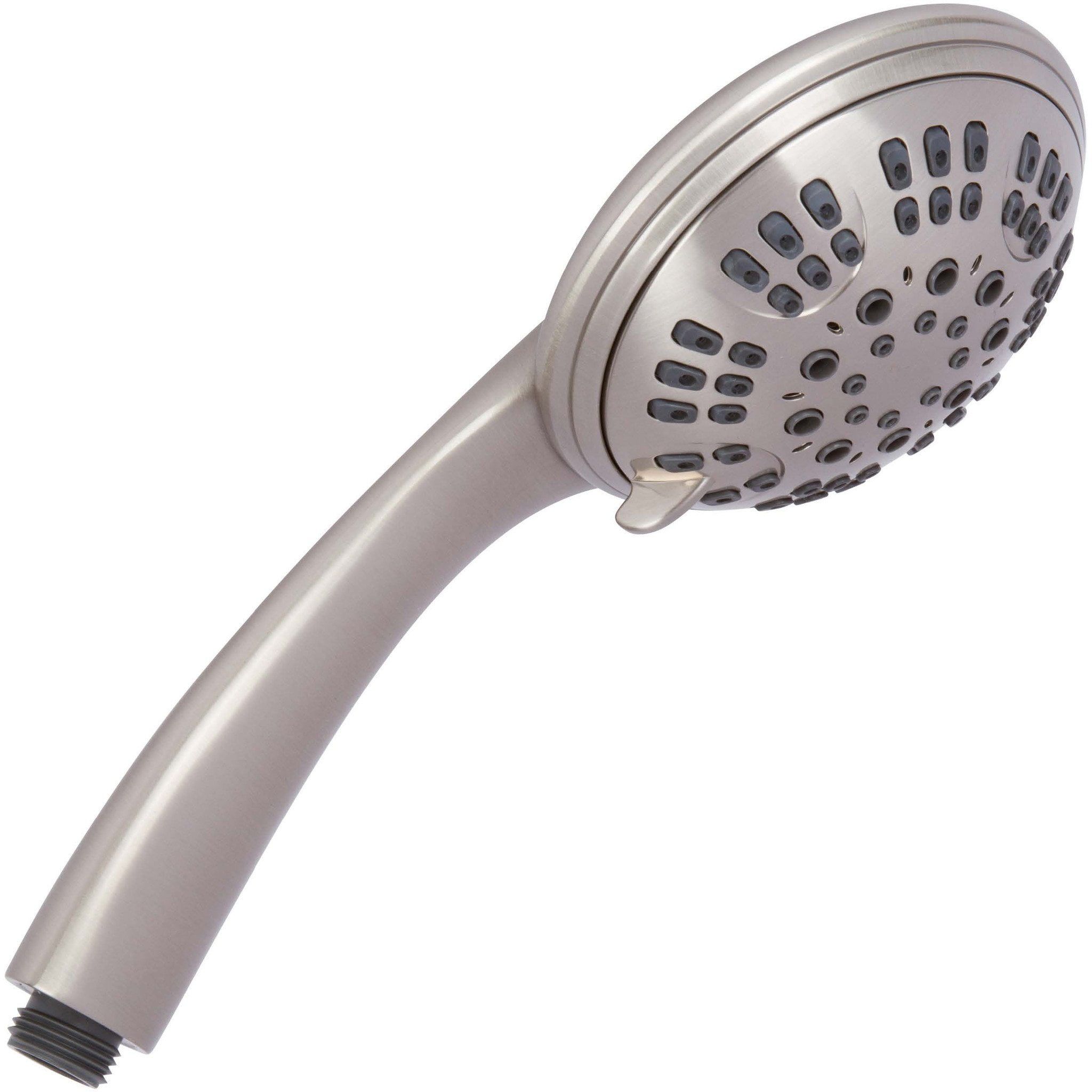 Brushed Nickel 6-Function Handheld Shower Head with Pulse and Rain Settings