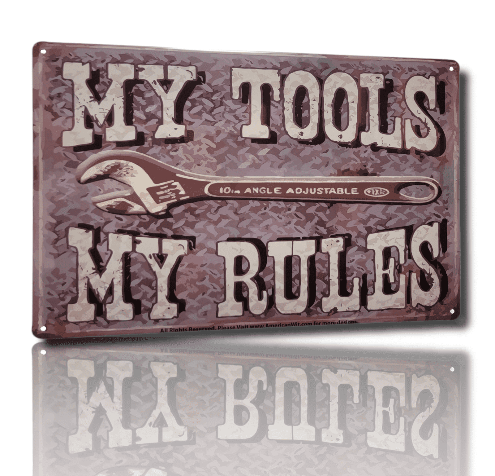 My Tools My Rules Vintage Aluminum Garage Sign