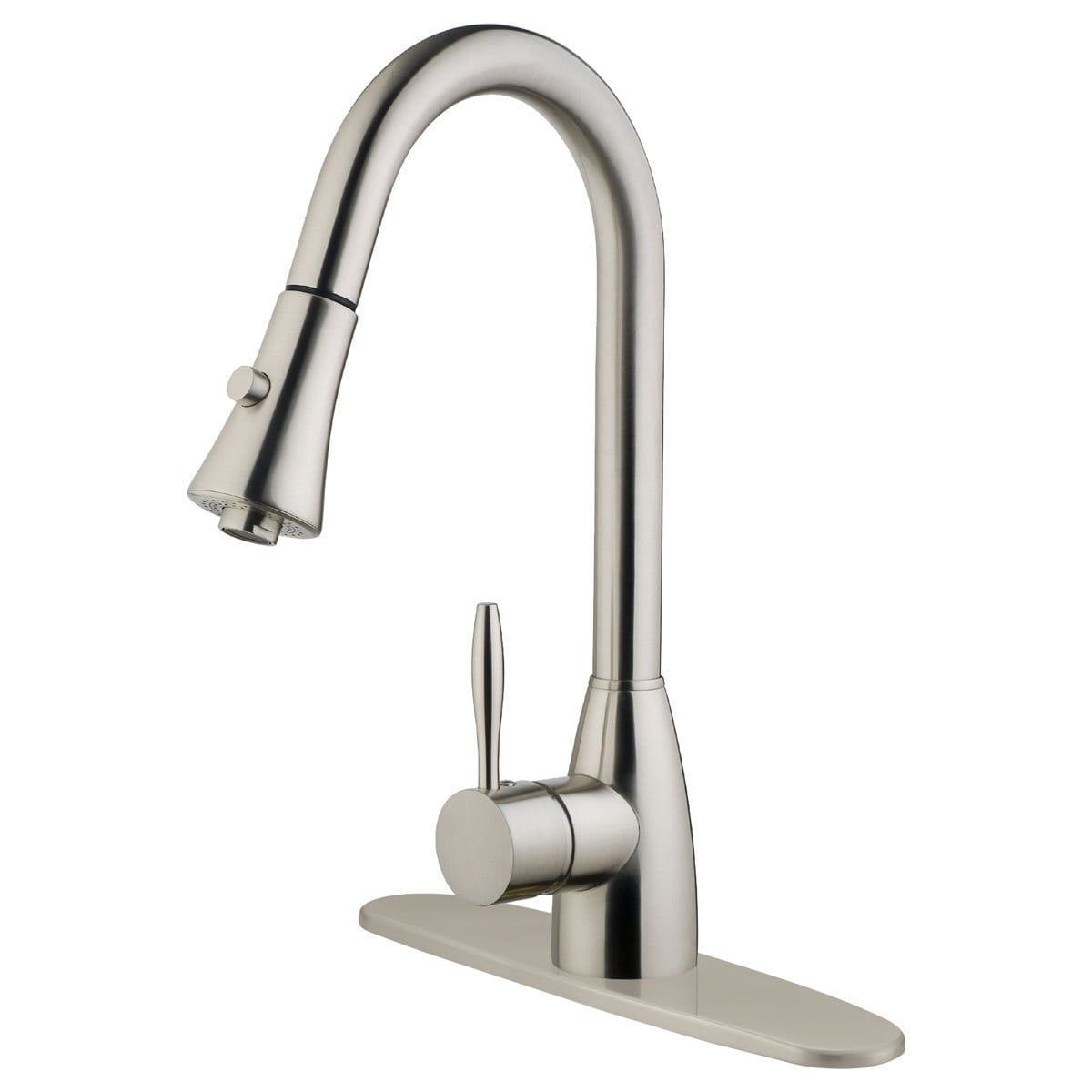 High Arc Brushed Nickel Kitchen Faucet with Pull-out Spray