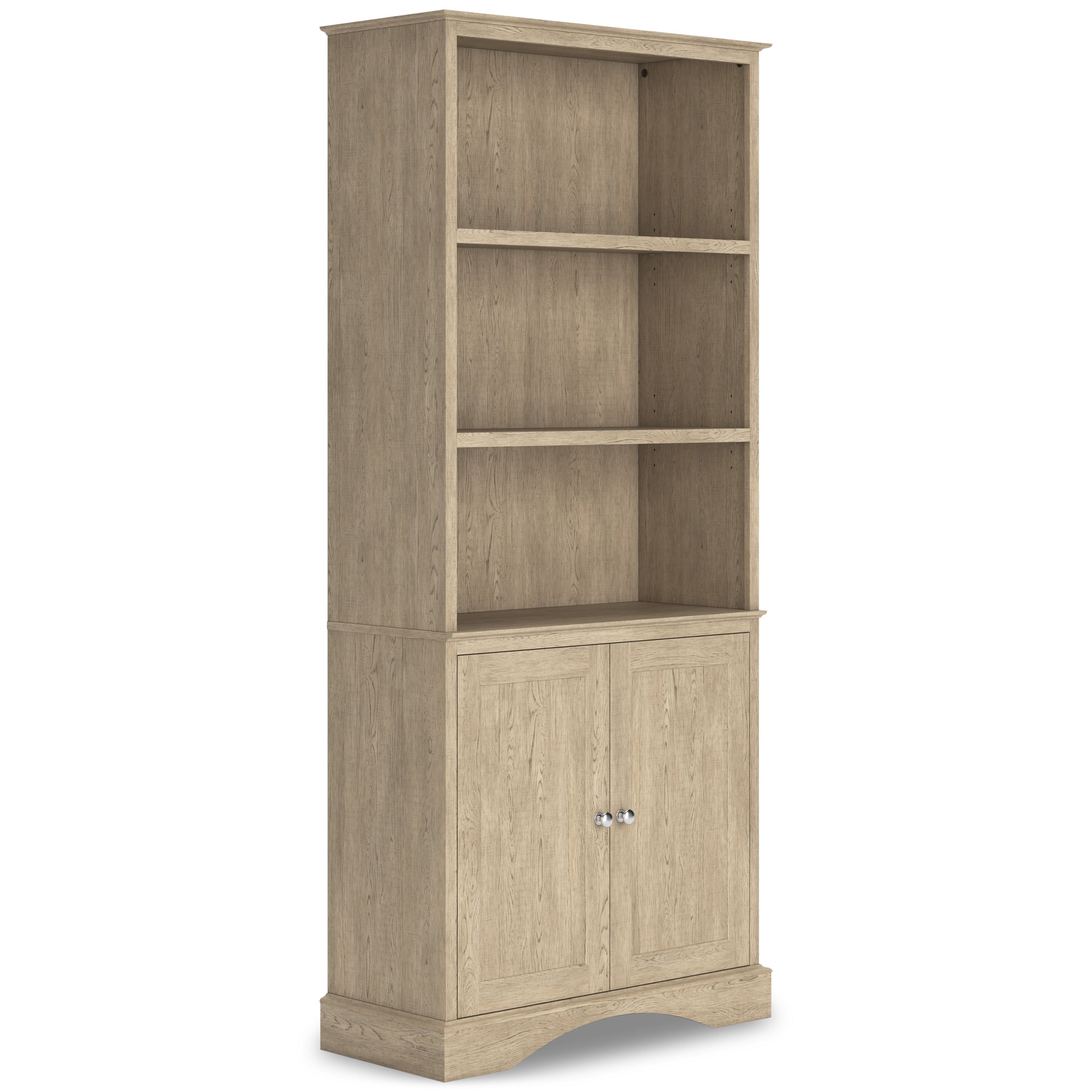 Contemporary Elmferd Light Brown 72" Adjustable Bookcase with Doors