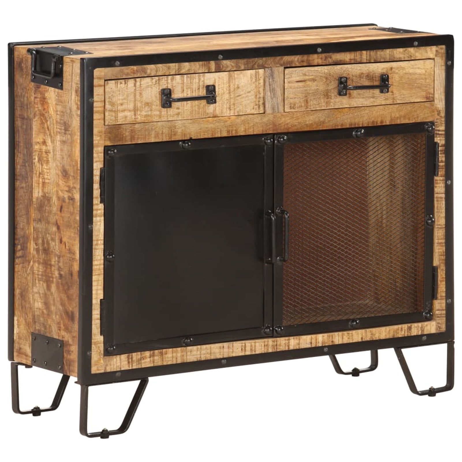 Industrial Solid Rough Mango Wood Sideboard 31.5"x12.2"x28"