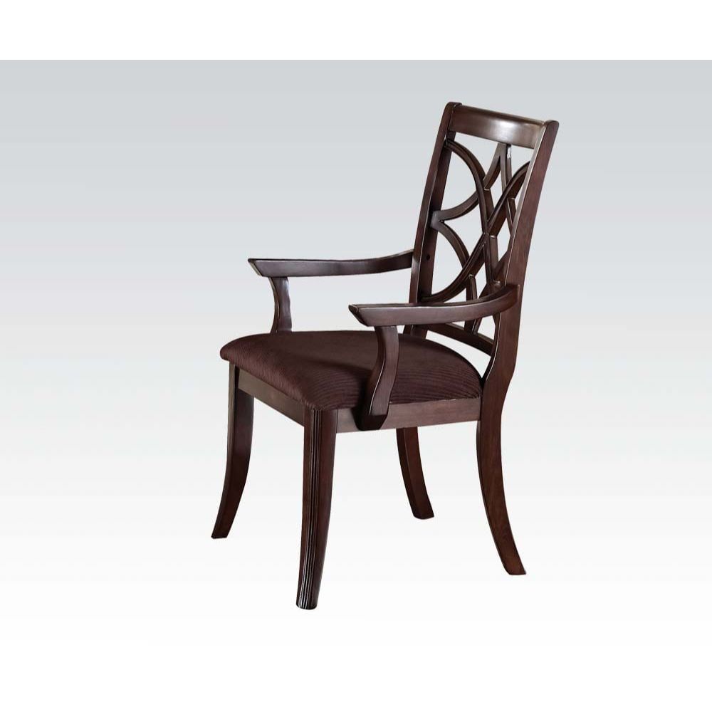 High Cross-Back Brown Arm Chair in Walnut Finish