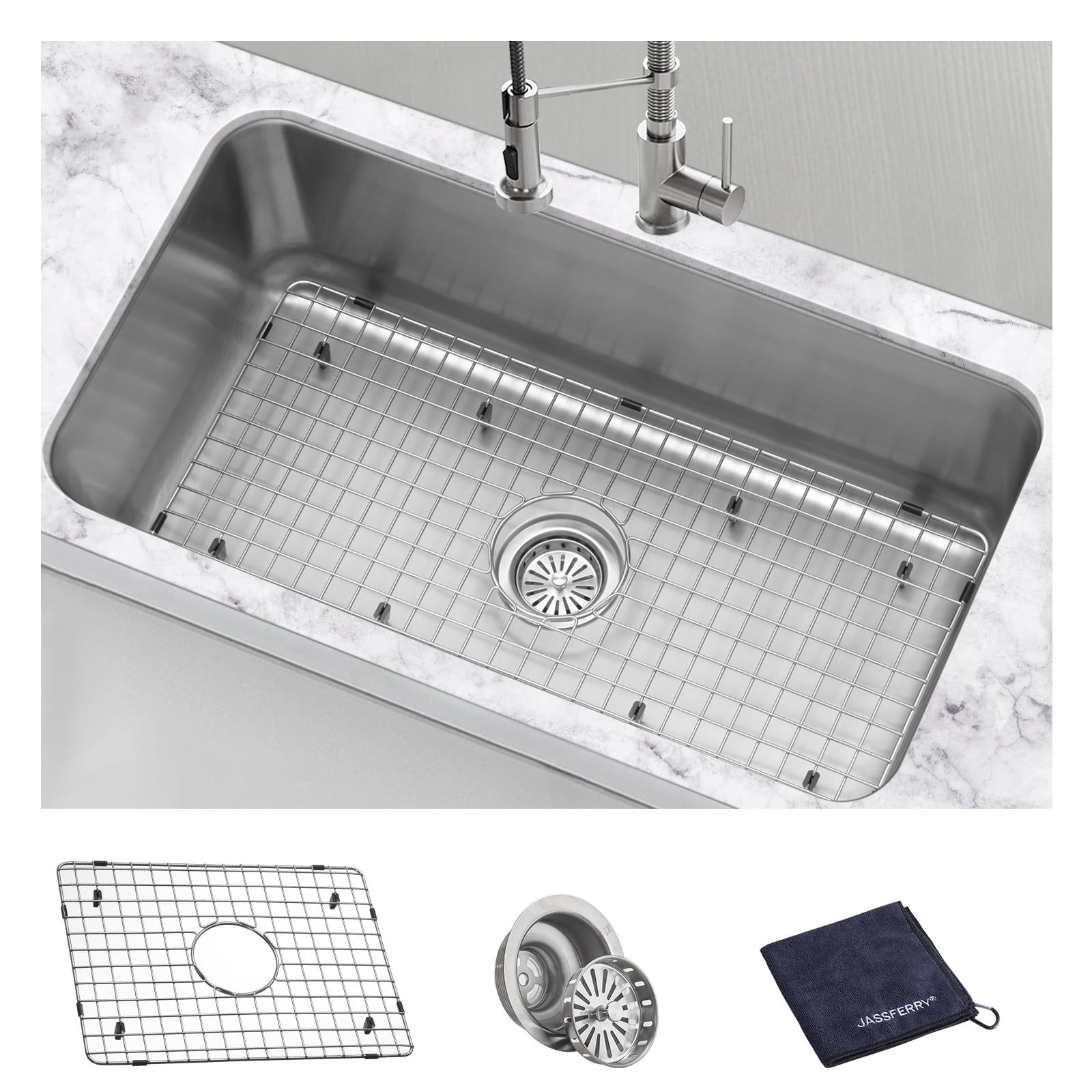 32-Inch Satin Stainless Steel Undermount Single Bowl Kitchen Sink