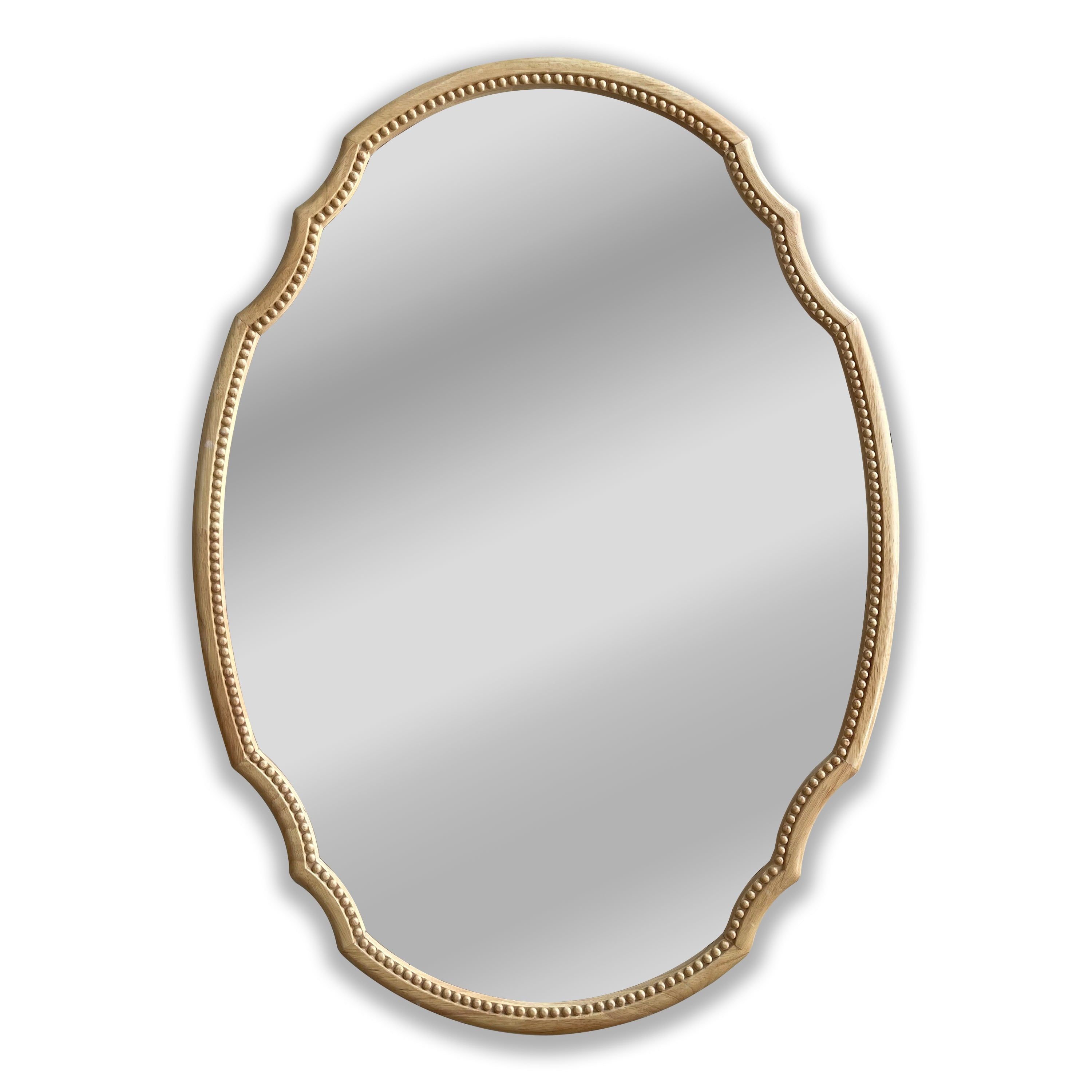 Maple Wood Finish Rectangular Wall Mirror 36" Height