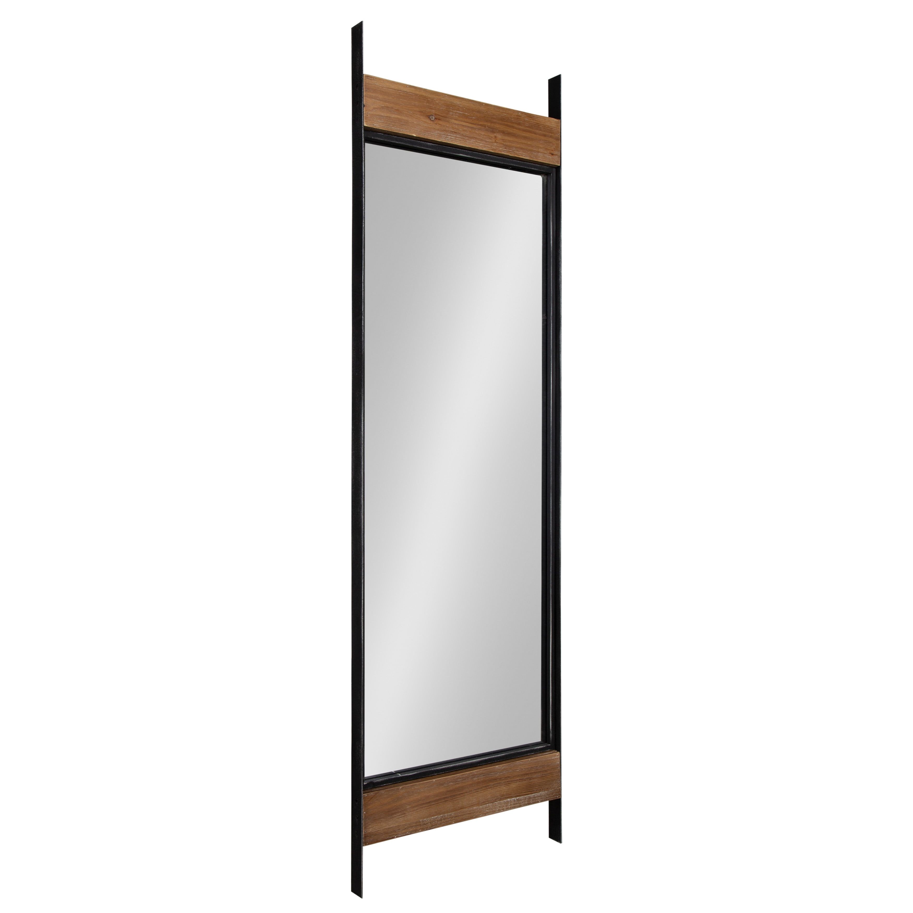 Rustic Brown Full Length Wood and Metal Leaner Mirror