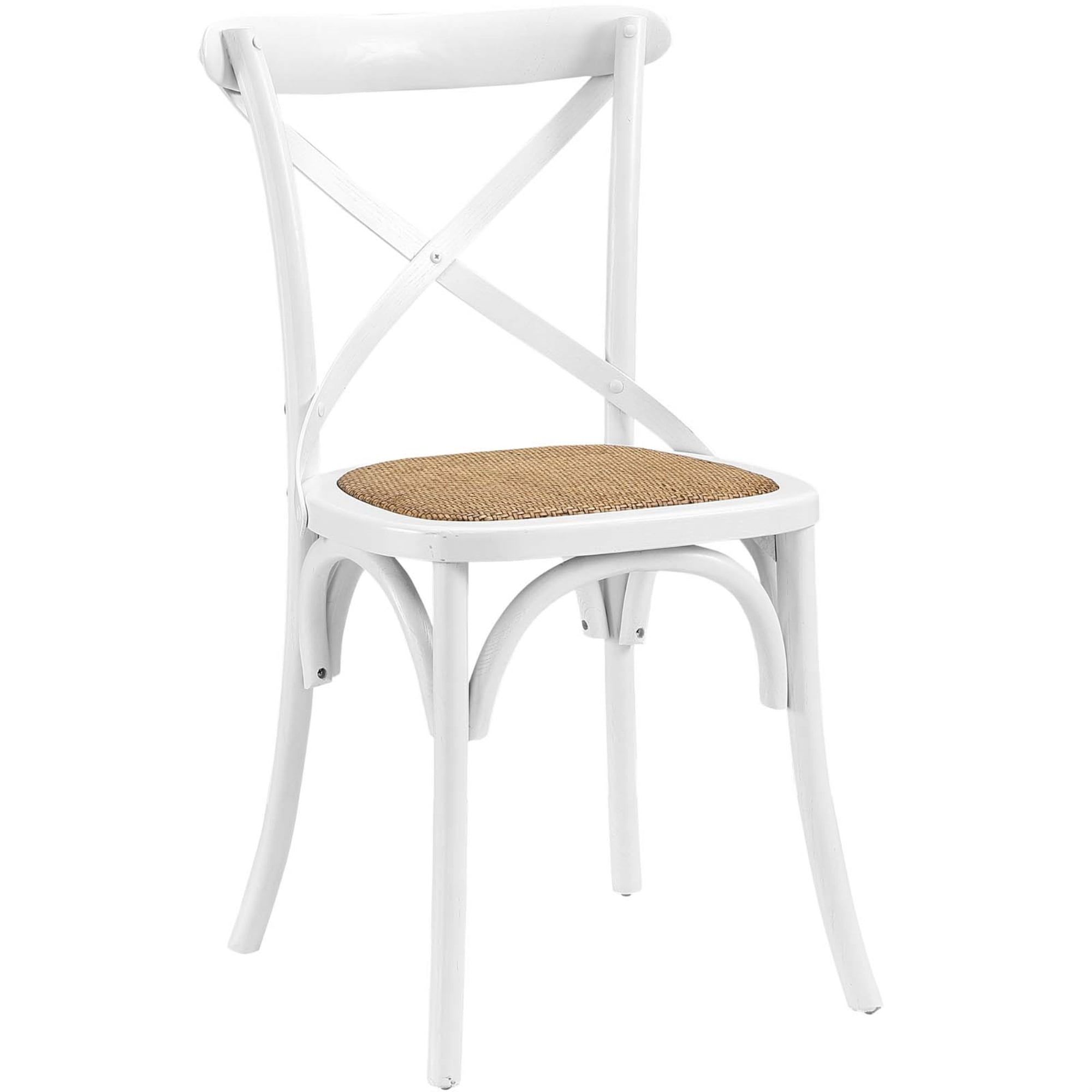 Country Charm White Wooden Cross Back Side Chair