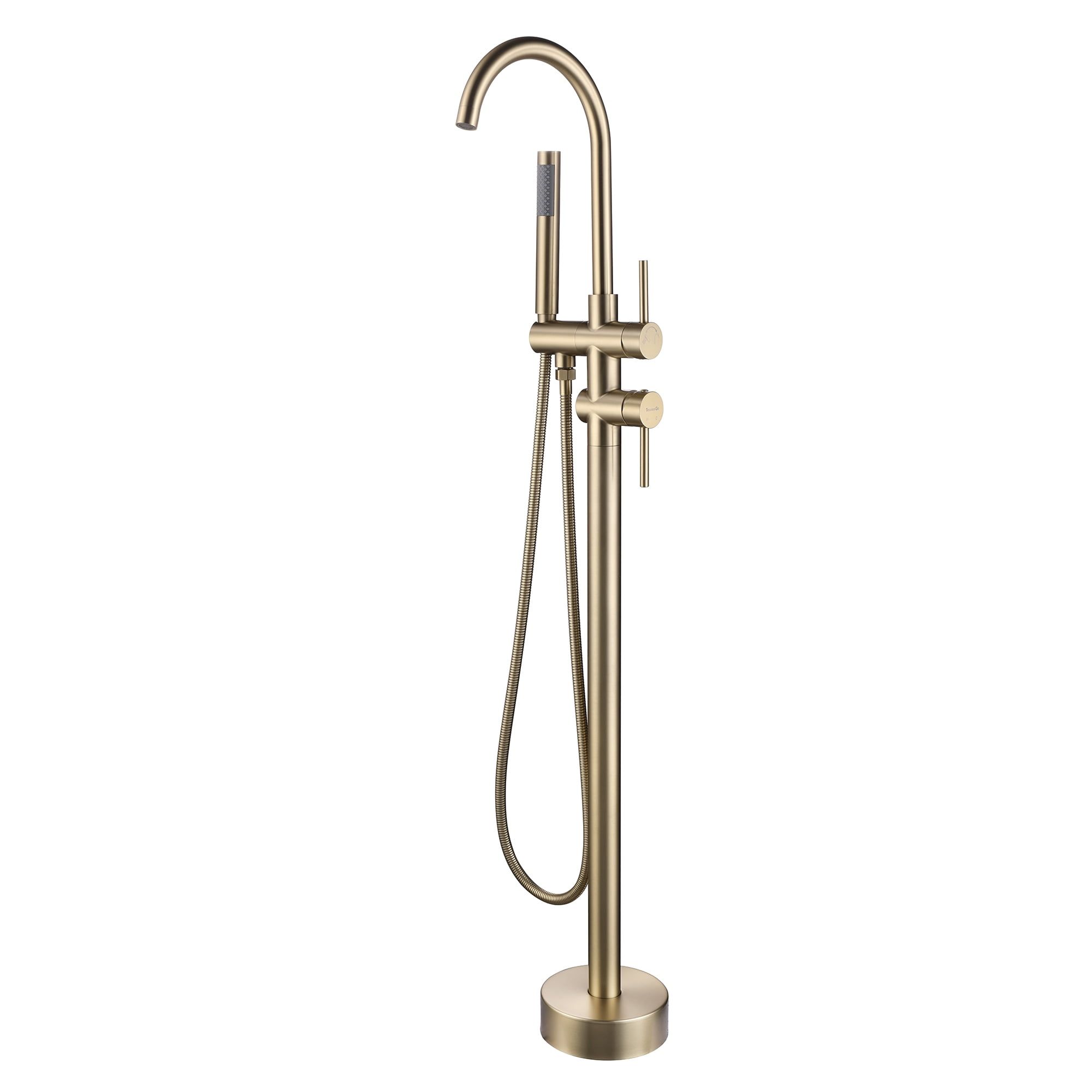 Brushed Gold Single-Handle Freestanding Floor Mount Tub Faucet