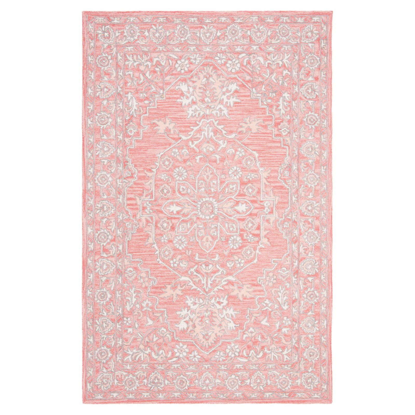 Elegant Pink and Ivory Wool 2.5x4ft Hand-Tufted Area Rug