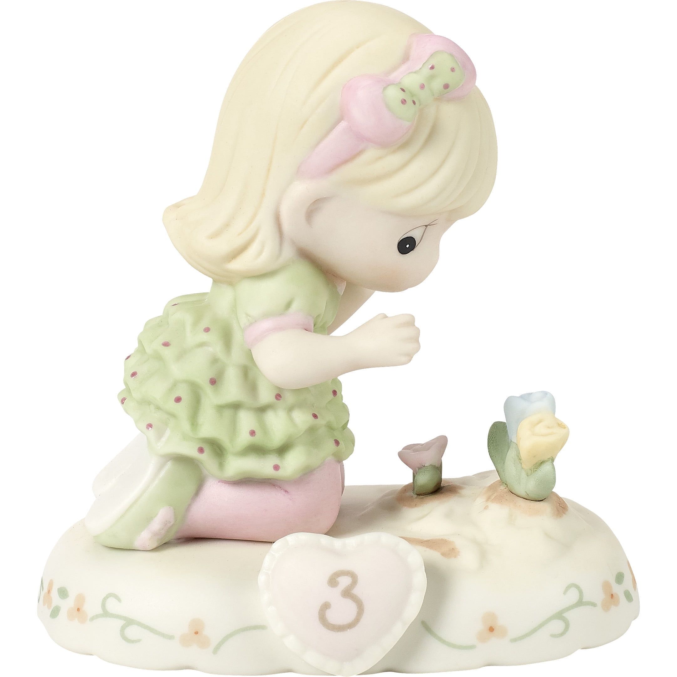 Blonde Girl with Flowers Porcelain Figurine, 4-Inch