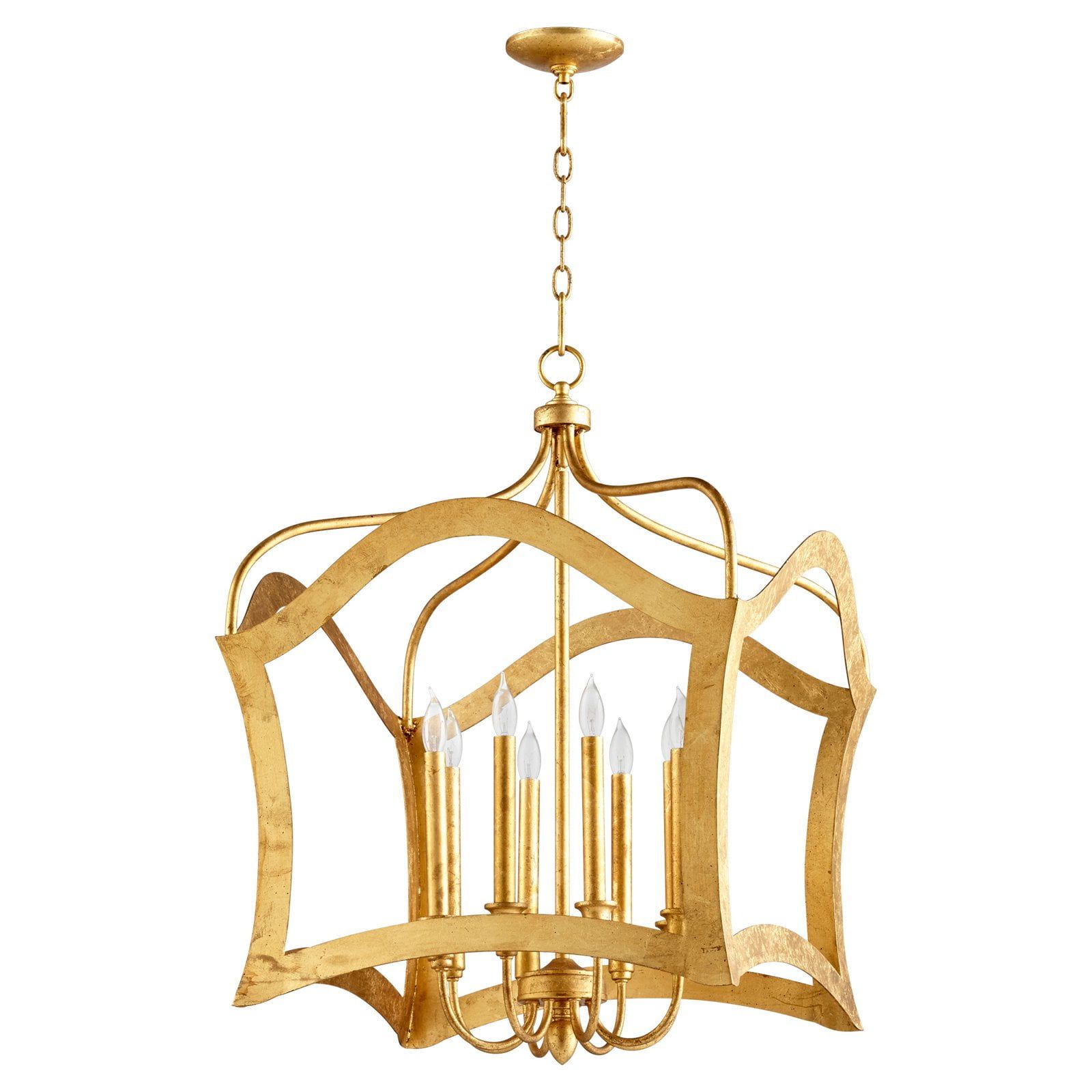 Milan 15" Gold Leaf Ornate Iron 4-Light Pendant