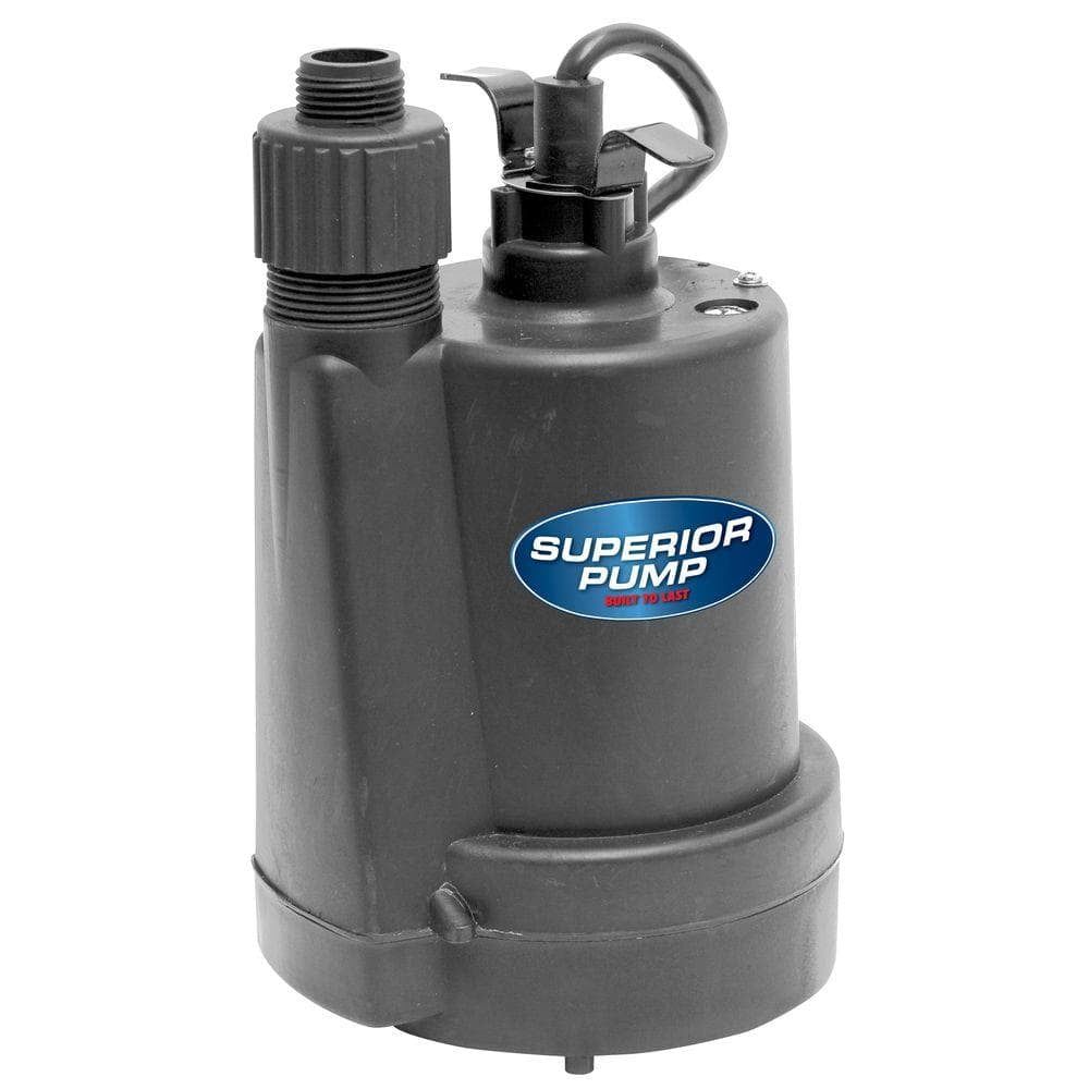 Superior 1/4 HP Black Thermoplastic Submersible Utility Pump