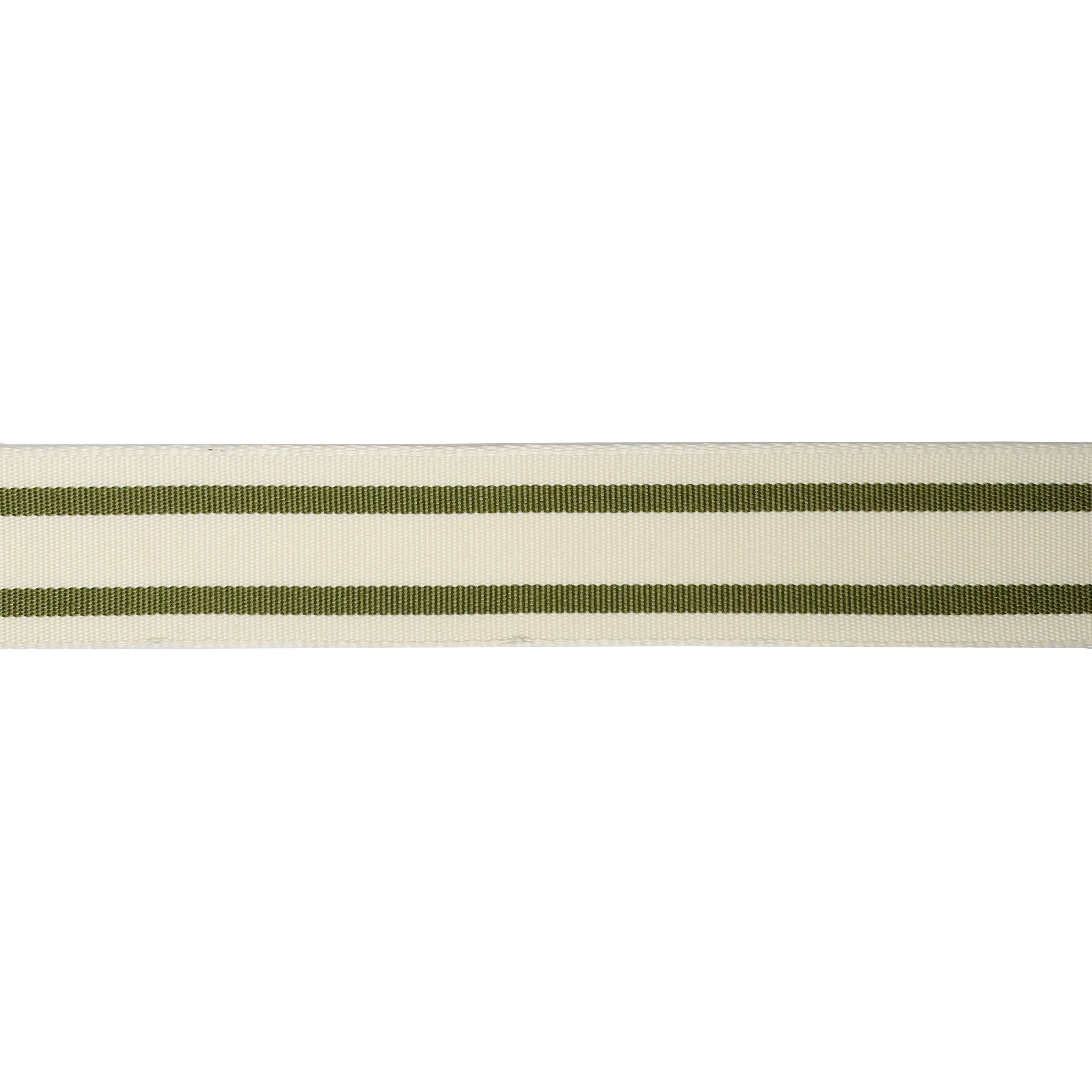 Olive and White Wired Ticking Stripe Ribbon 1.5" x 3 yd