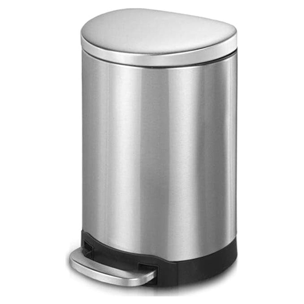 1.6 Gallon Brushed Stainless Steel Semi-Round Step-On Trash Can