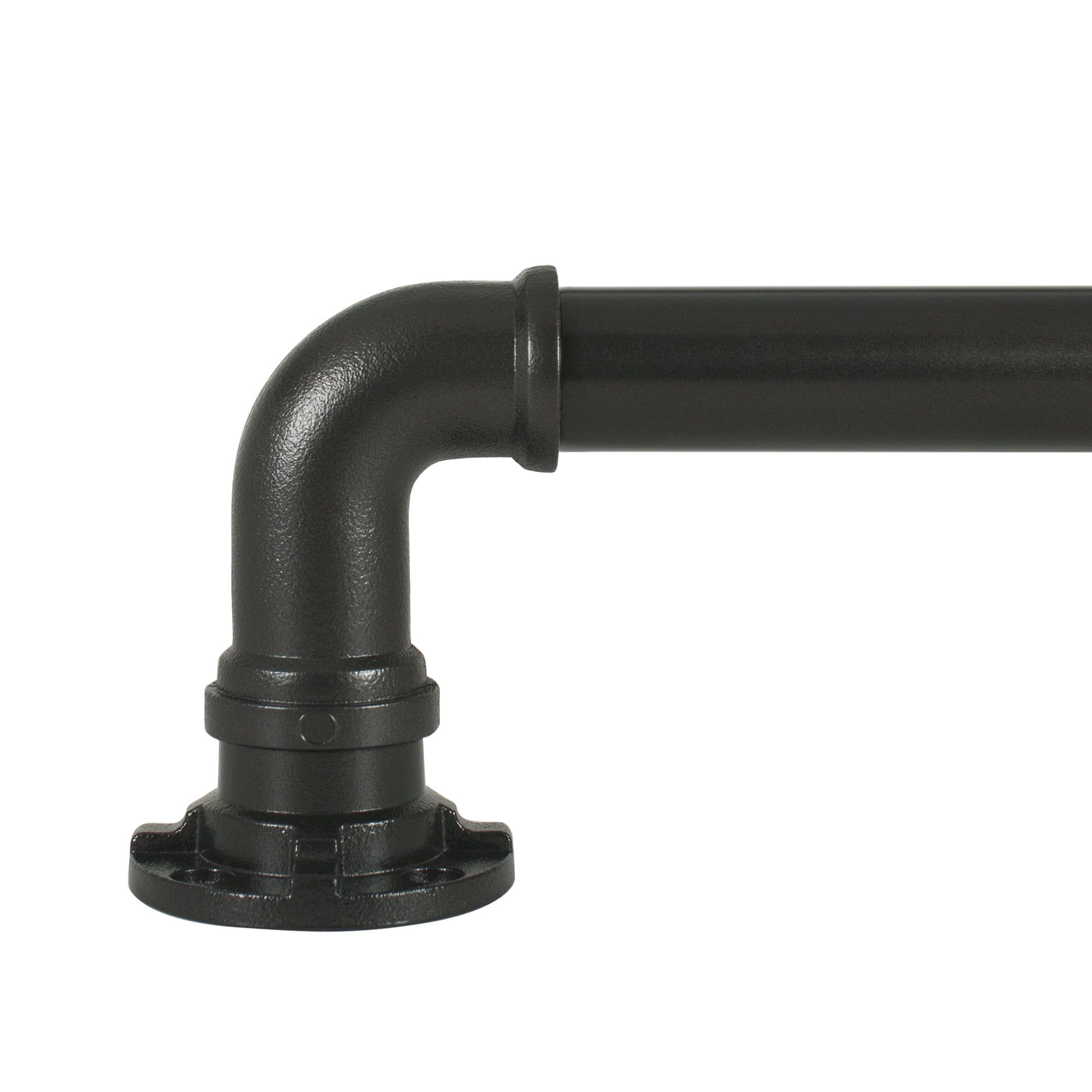 Adjustable Black Industrial Steel Curtain Rod with Finial, 36-72 inches