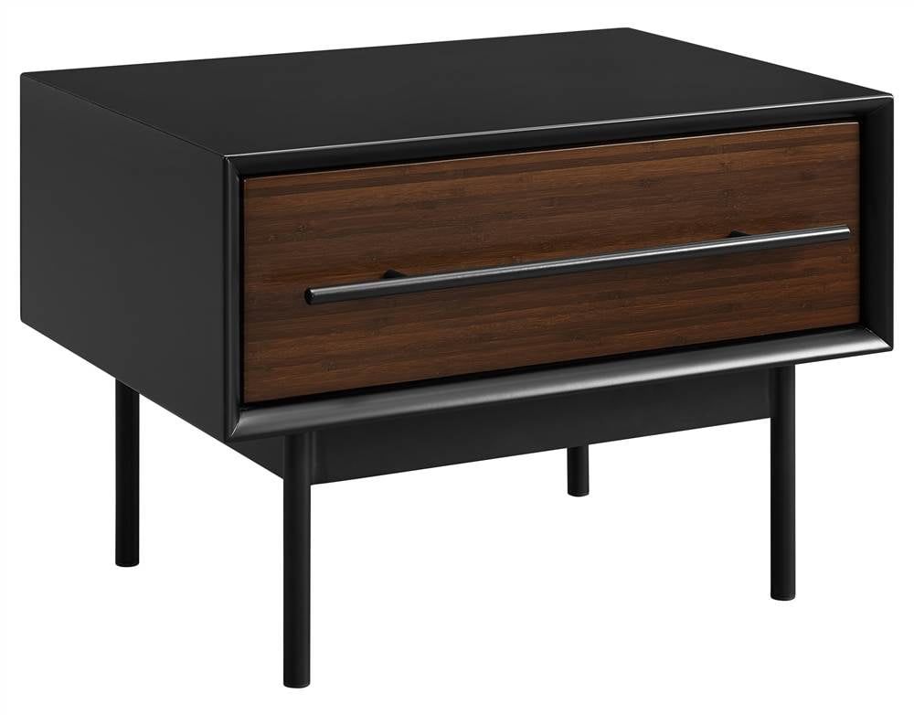 Ruby Bamboo and Black Steel 1-Drawer Nightstand