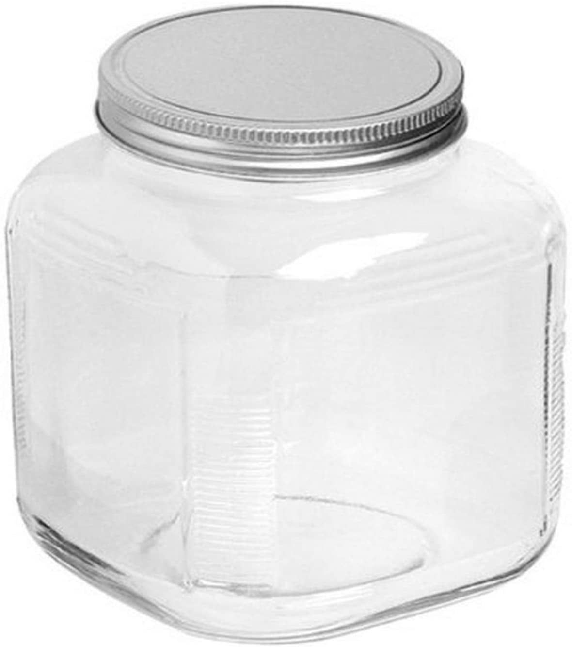 Clear Glass 1-Gallon Rectangular Storage Jars with Aluminum Lids, Set of 4